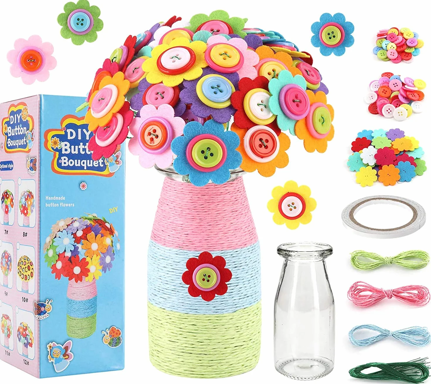 Afufu Kit Travaux Manuels Enfants Arts Créatifs Bouquet Fleurs DIY Jouet Cadeau Filles 5-9 Ans