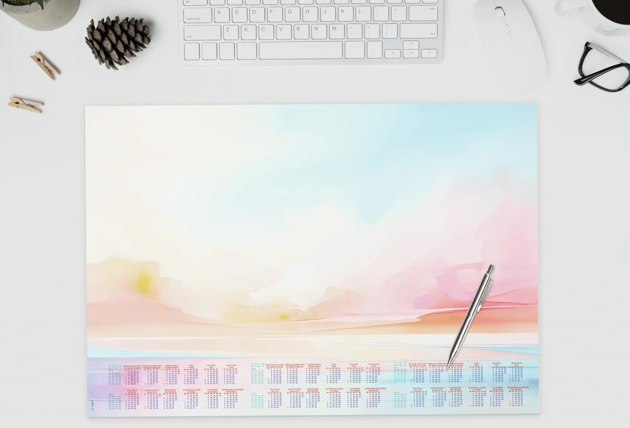 SIGEL H6313 Sous-main en papier A2 59.5 x 41 cm calendriers 3 ans semainier design magic sunset 30 feuilles