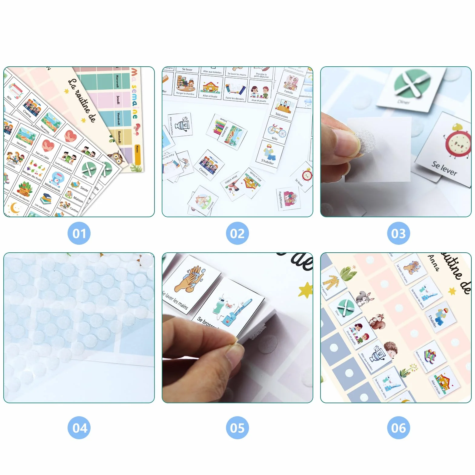 Planning Semaine Enfants 2pcs Tableau Routine Quotidienne 118pcs Français