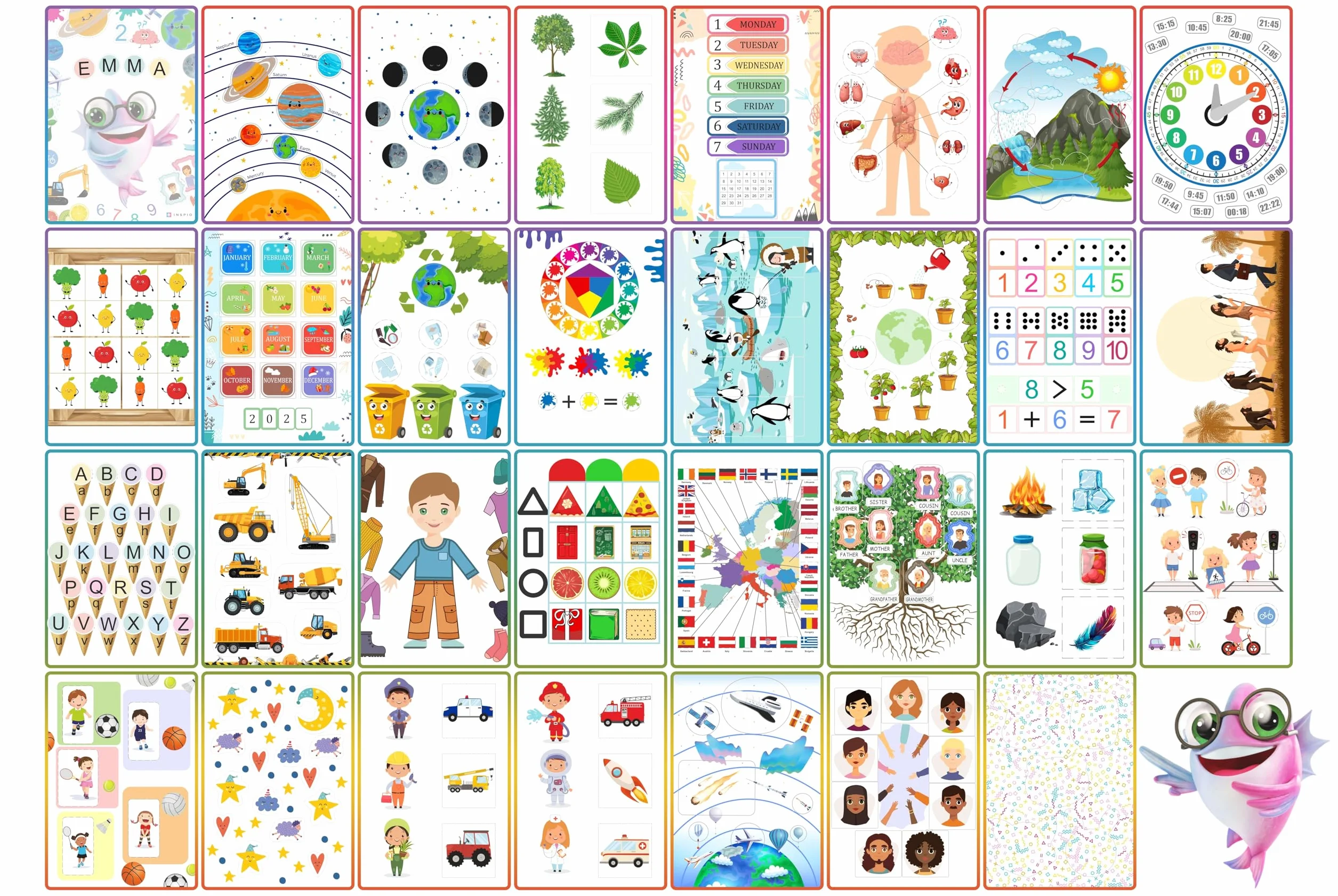 Livre Interactif XXL IQ Enfants 6-9 Ans 64 Pages 270 Accessoires Lavable Personnalisable Apprentissage STEM INSPIO