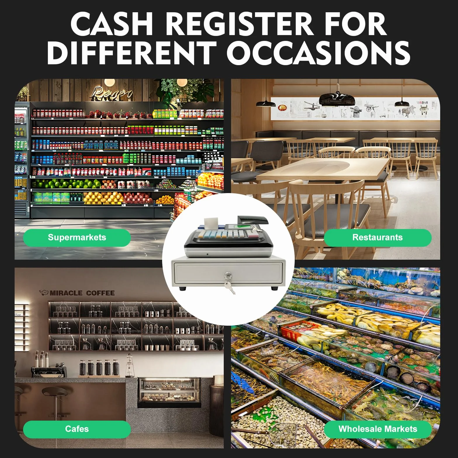 Caisse enregistreuse électronique 48 touches double affichage support de table supermarché