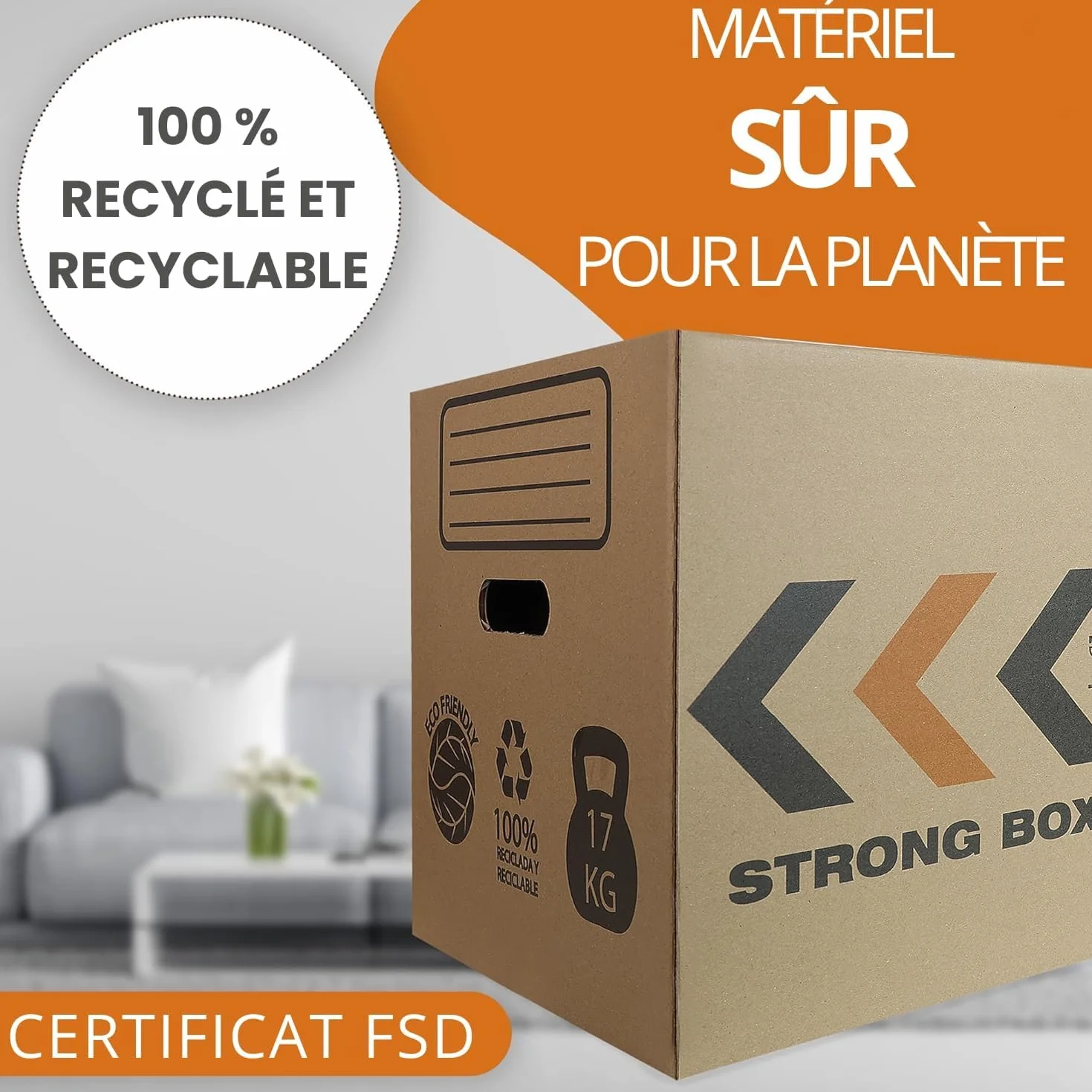 Carton Déménagement 50x30x30 cm Lot de 20 Boîtes Réutilisables Renforcés avec Filet de Protection
