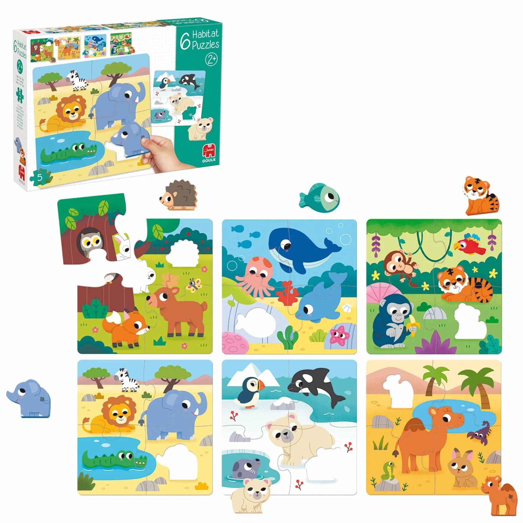 Goula 6 Habitat Puzzles Éducatifs en Bois pour Enfants dès 2 Ans