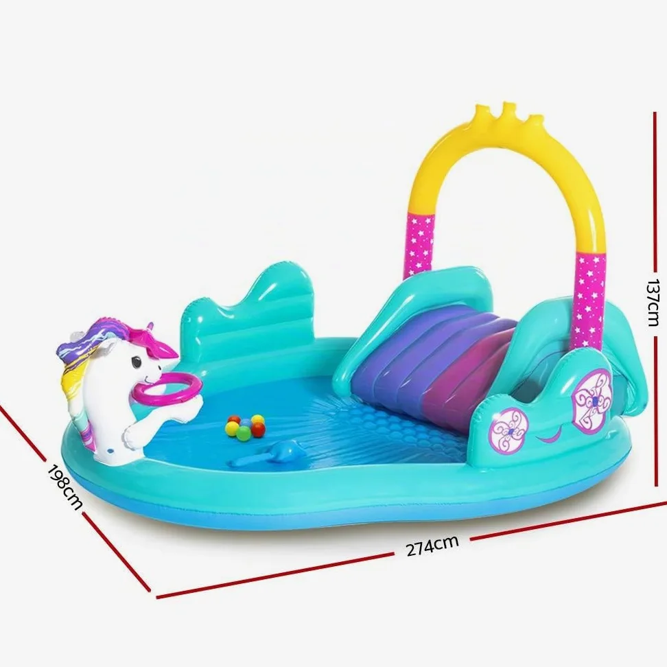 BESTWAY Aire de jeux avec pataugeoire Licorne 274 x 198 x 137 cm