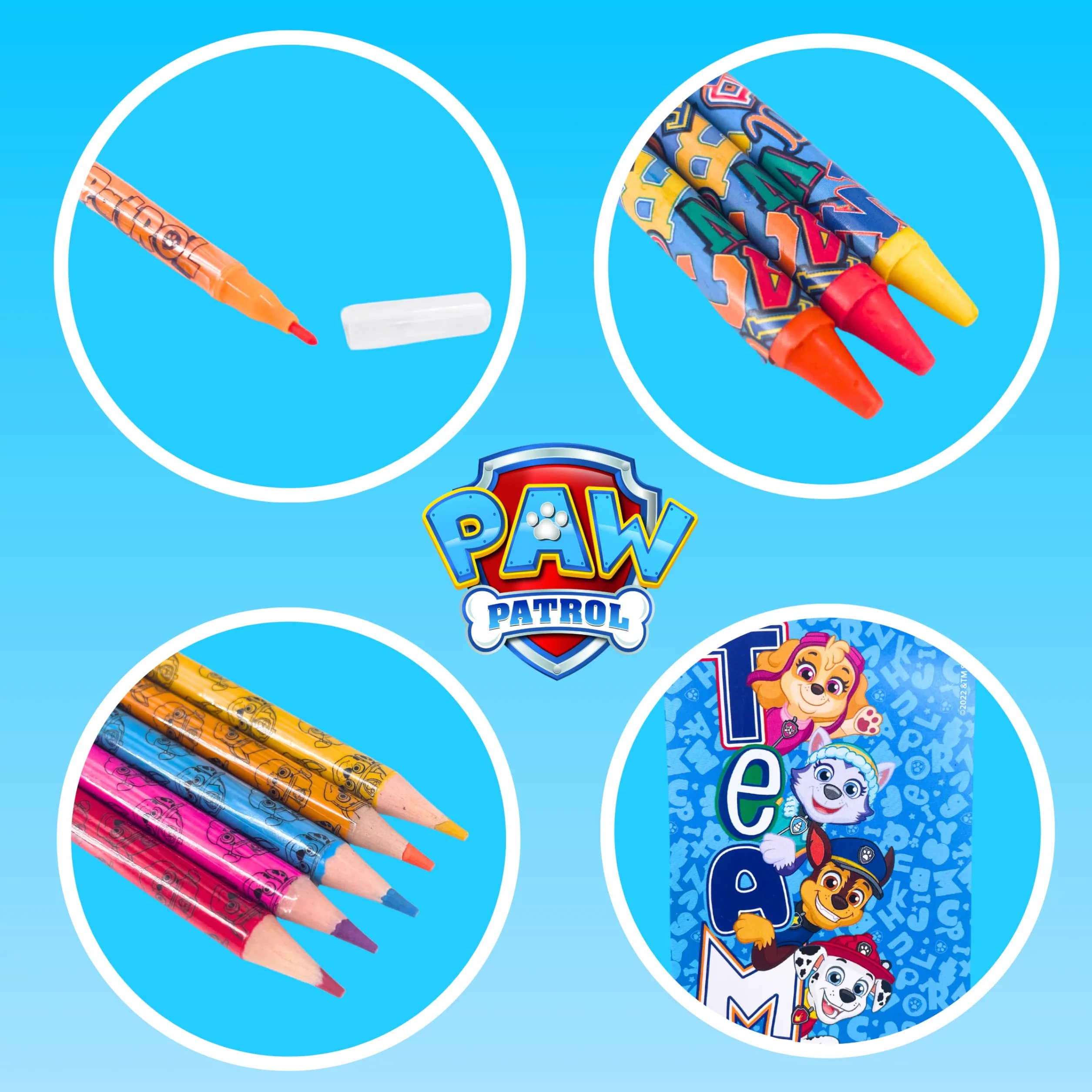 Paw Patrol Ensemble de Papeterie, Crayons de Couleur, Marqueurs, Cahier, Mallette Scolaire Enfants