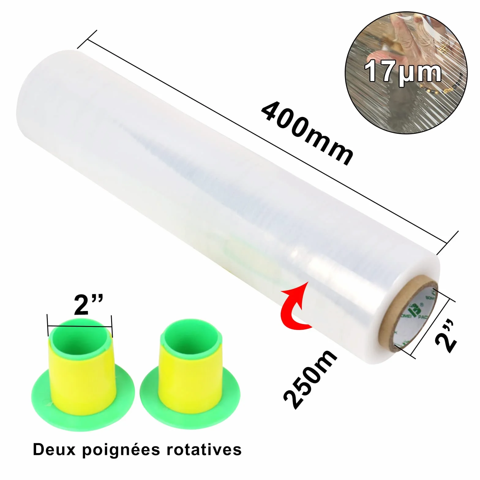 BOMEI PACK Film étirable déménagement 250m x 400mm lot de 4
