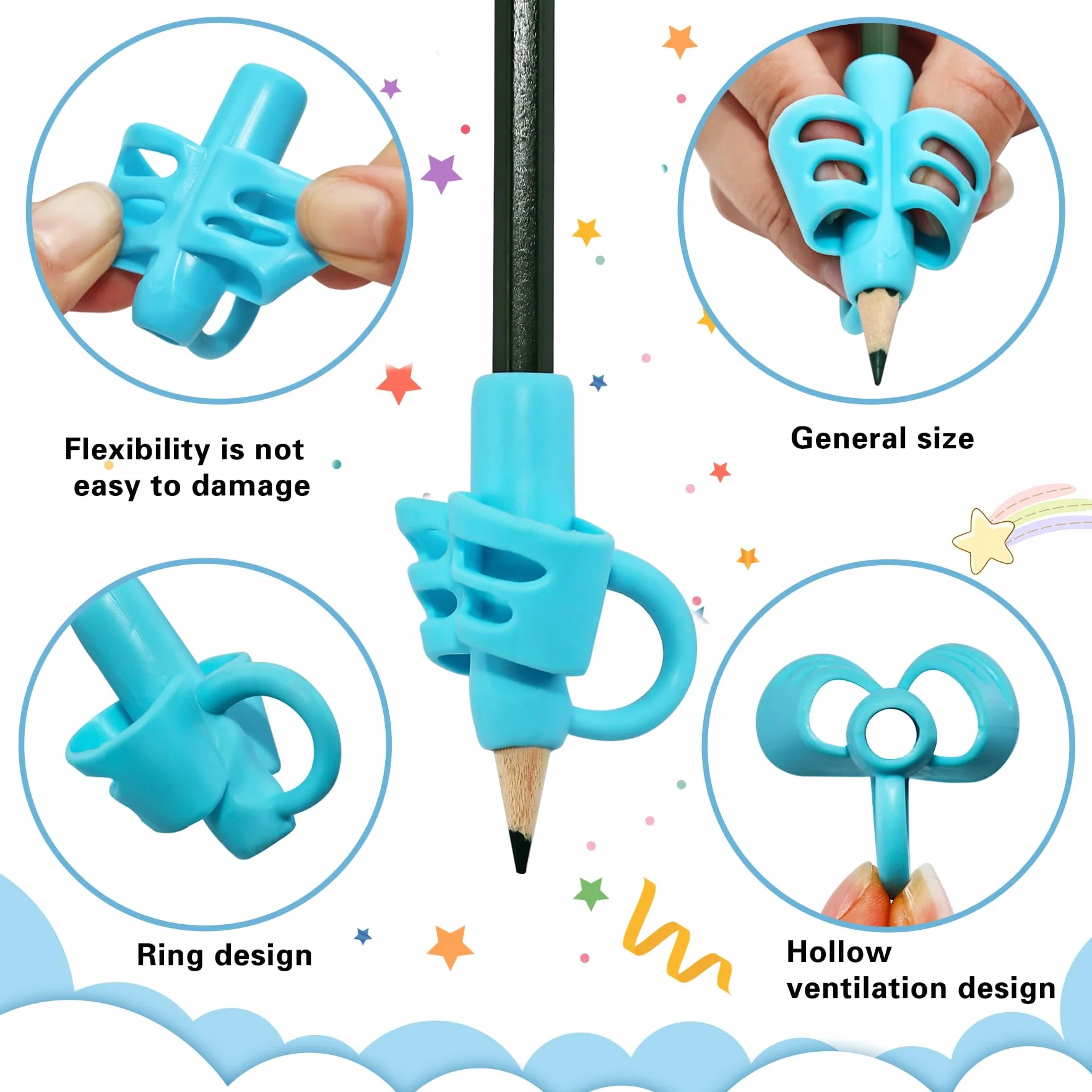 Lot de 20 poignées de crayon en silicone pour enfants, correction de posture