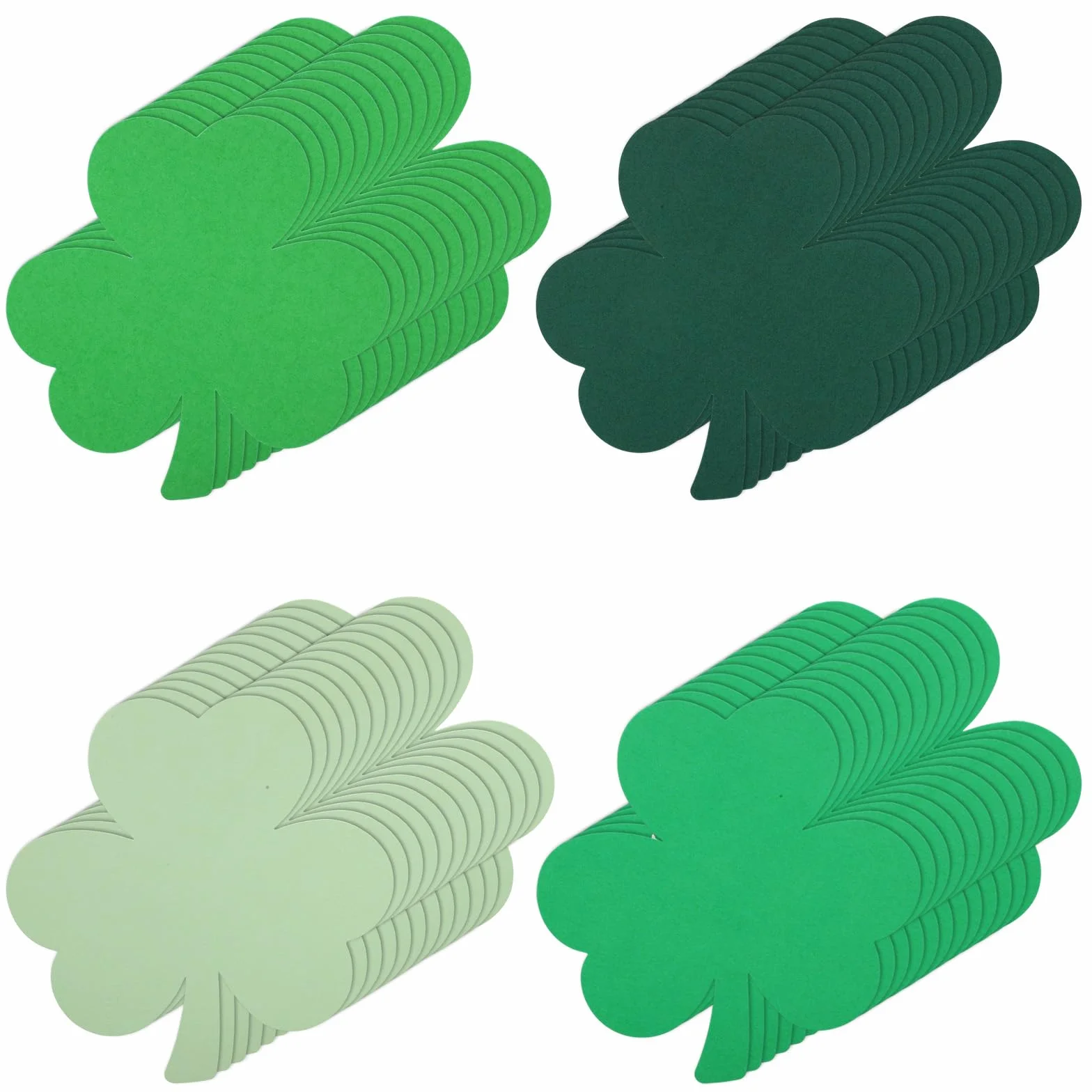 48pcs Trèfle Découpe Double Face Saint-Patrick Papier Deco Décorations Trèfles Vertes Loisirs Créatifs