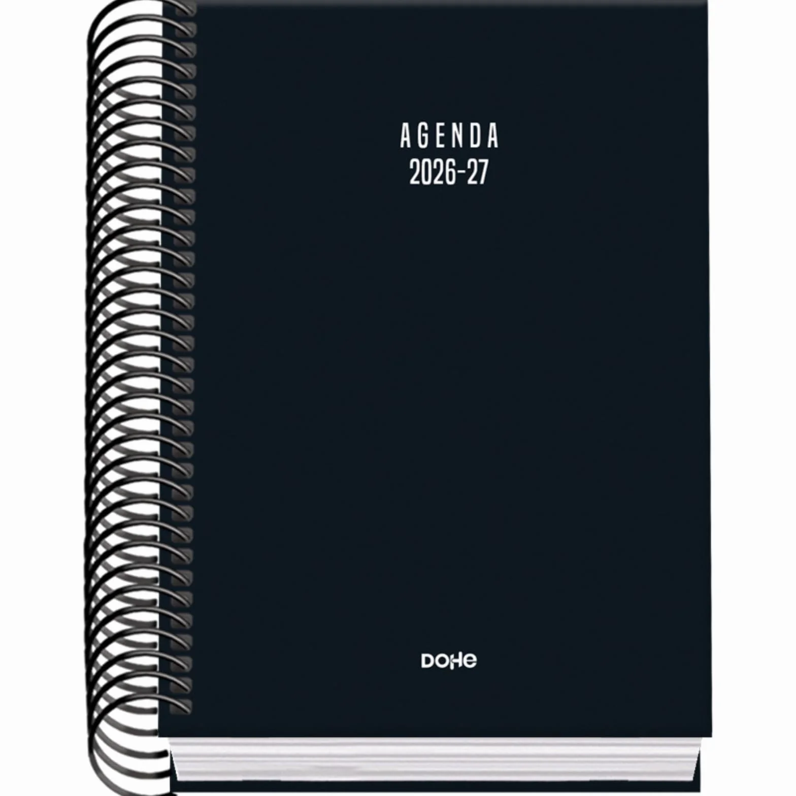 Agenda Scolaire 2026 2027 A6 12x17 cm Couverture Rigide Reliure Spirale Espagnol Anglais Noir