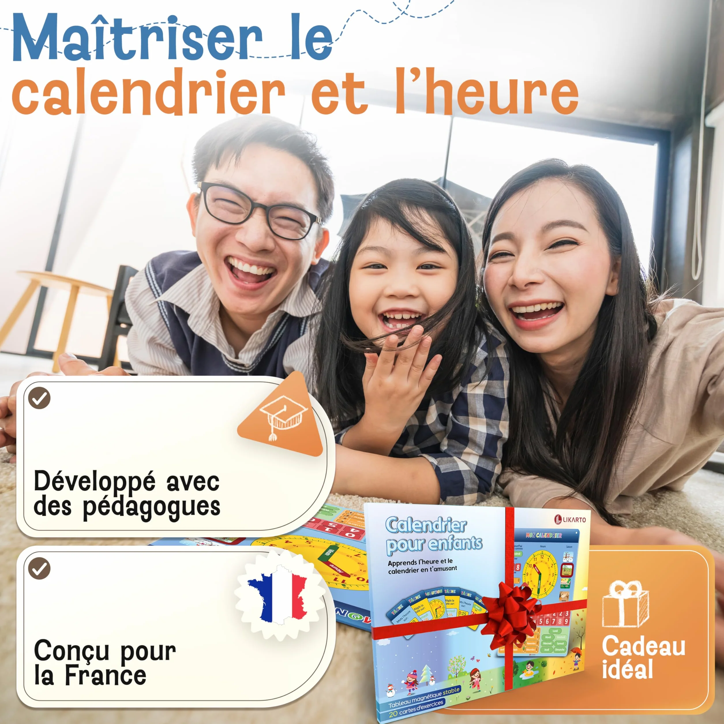 LIKARTO Mon Premier Calendrier – Jeu Éducatif Magnétique pour Enfants avec 36 aimants – 42x32cm