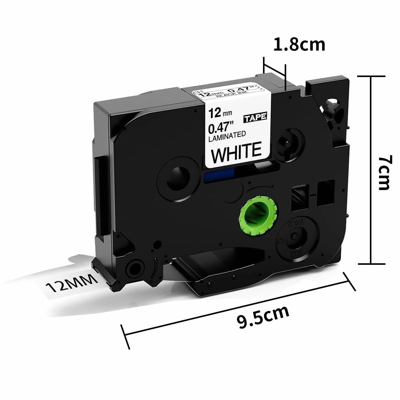 Ruban TZe-231 Laminated 12mm 0.47 White Compatible Brother P-touch PT-H110 H200 H100LB H107B H105 E110VP 1000 D210
