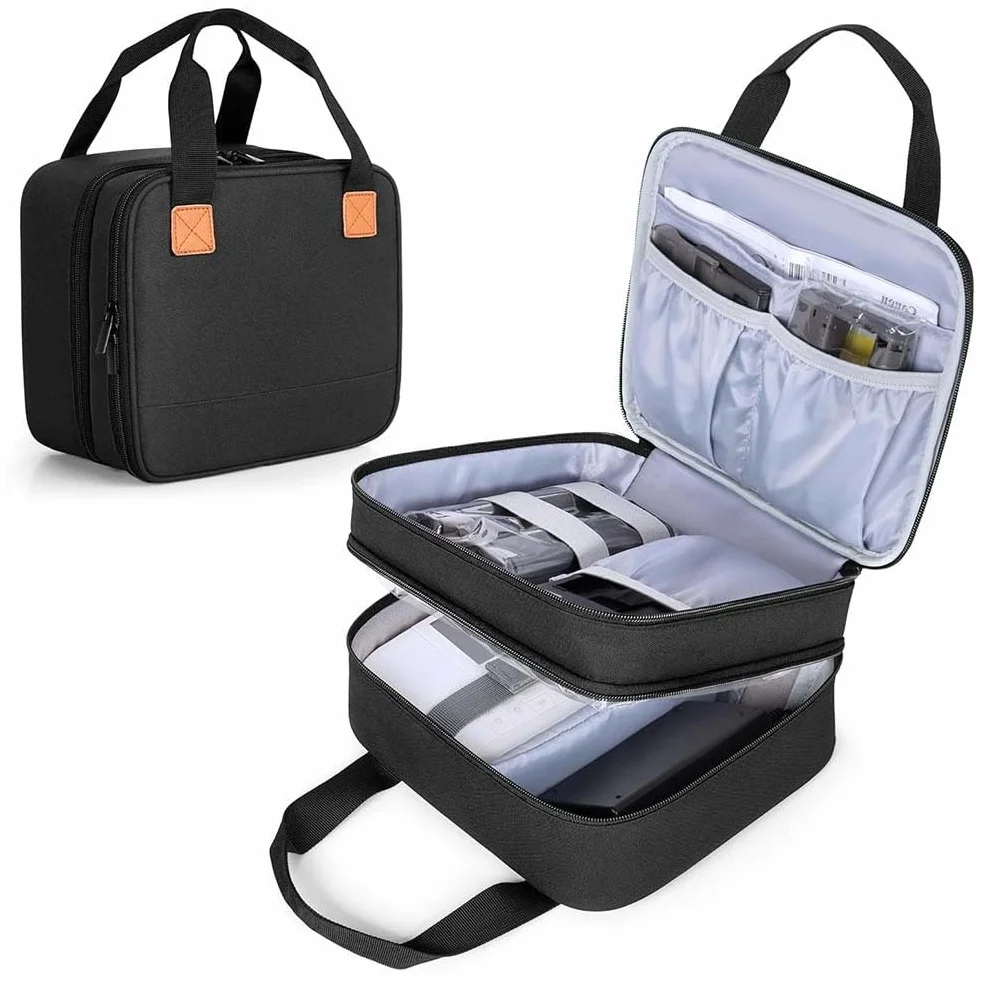 Étui de protection de voyage Canon SELPHY CP1500 CP1300 CP1200 avec séparateur amovible et poche zippée Noir