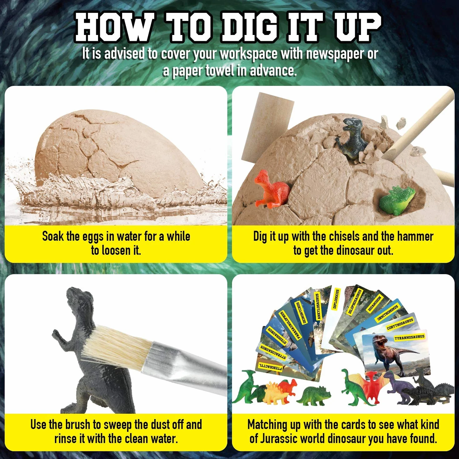 Dr.Daz Dino Egg Grand Oeufs de Dinosaure Kit de Fouille Découvrez 12 Dinosaures Jouet Archéologie Fête Pâques Garçon Fille 6 Ans