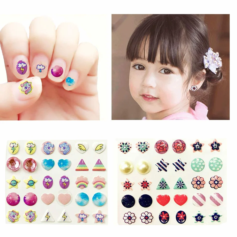 AUGSUN Autocollants Boucles d'oreilles 240Pcs Adhésives Paillettes Cristal 3D pour Filles