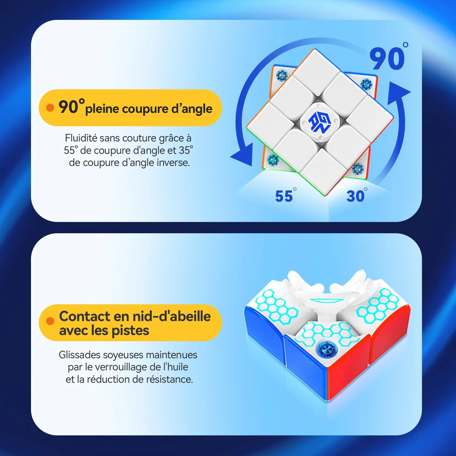 GAN356 i Carry E Smart Cube 3x3 Speed Cube Contrôle par Appli GES Pro+ 150h Autonomie Version Givrée