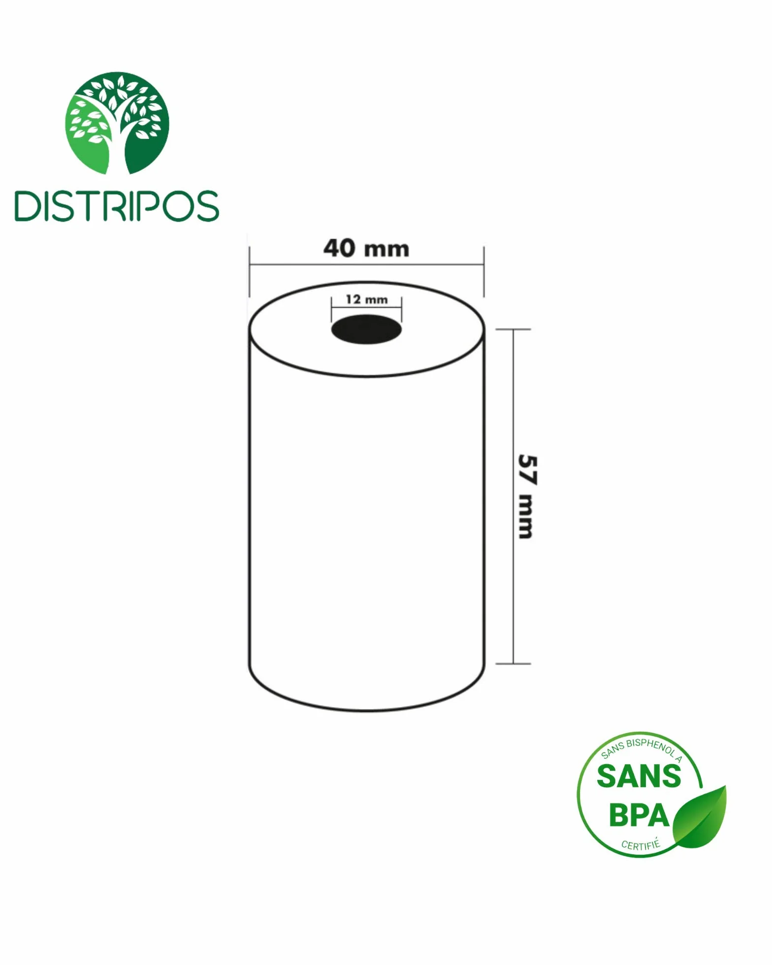 Terminal de Paiement TPE 50 Rouleaux Papier Thermique Carte Bancaire 57x40x12mm