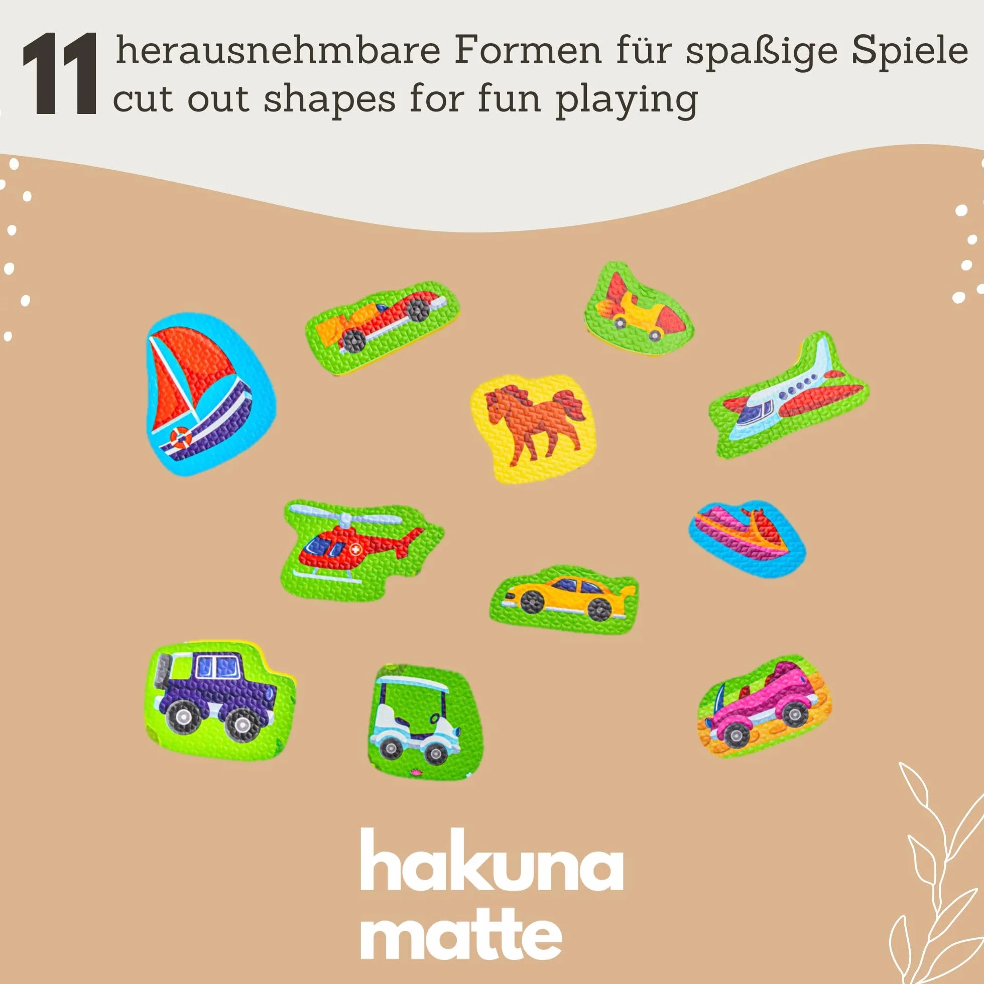 Hakuna Matte Tapis Puzzle pour enfants 1,2 x 1,2 m 16 carreaux mousse à encastrer épais doux certifié EN-71