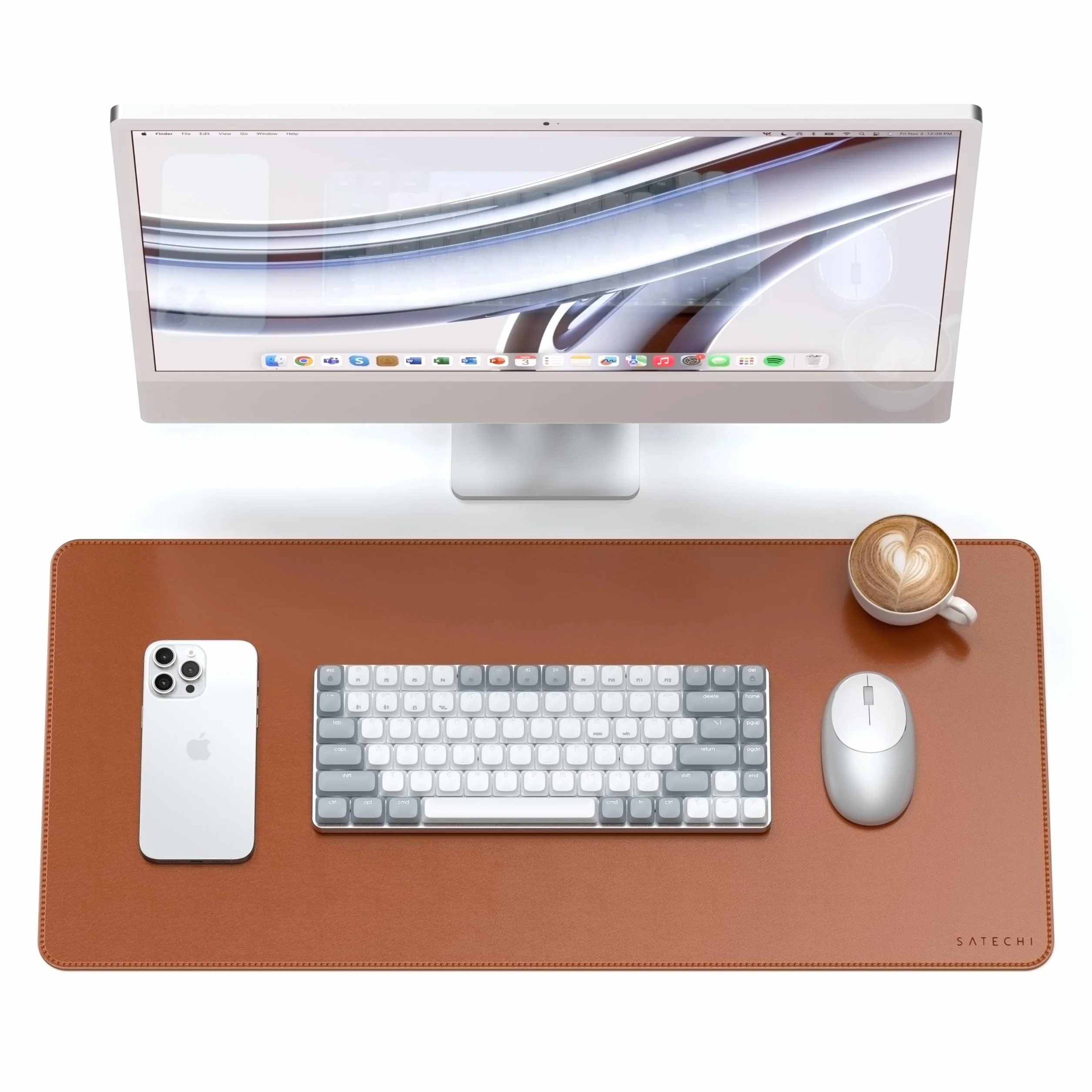 SATECHI Tapis de Souris XXL 68 x 32 cm, Grand Tapis de Souris Gamer, Résistant aux Rayures et à l’Eau, Marron