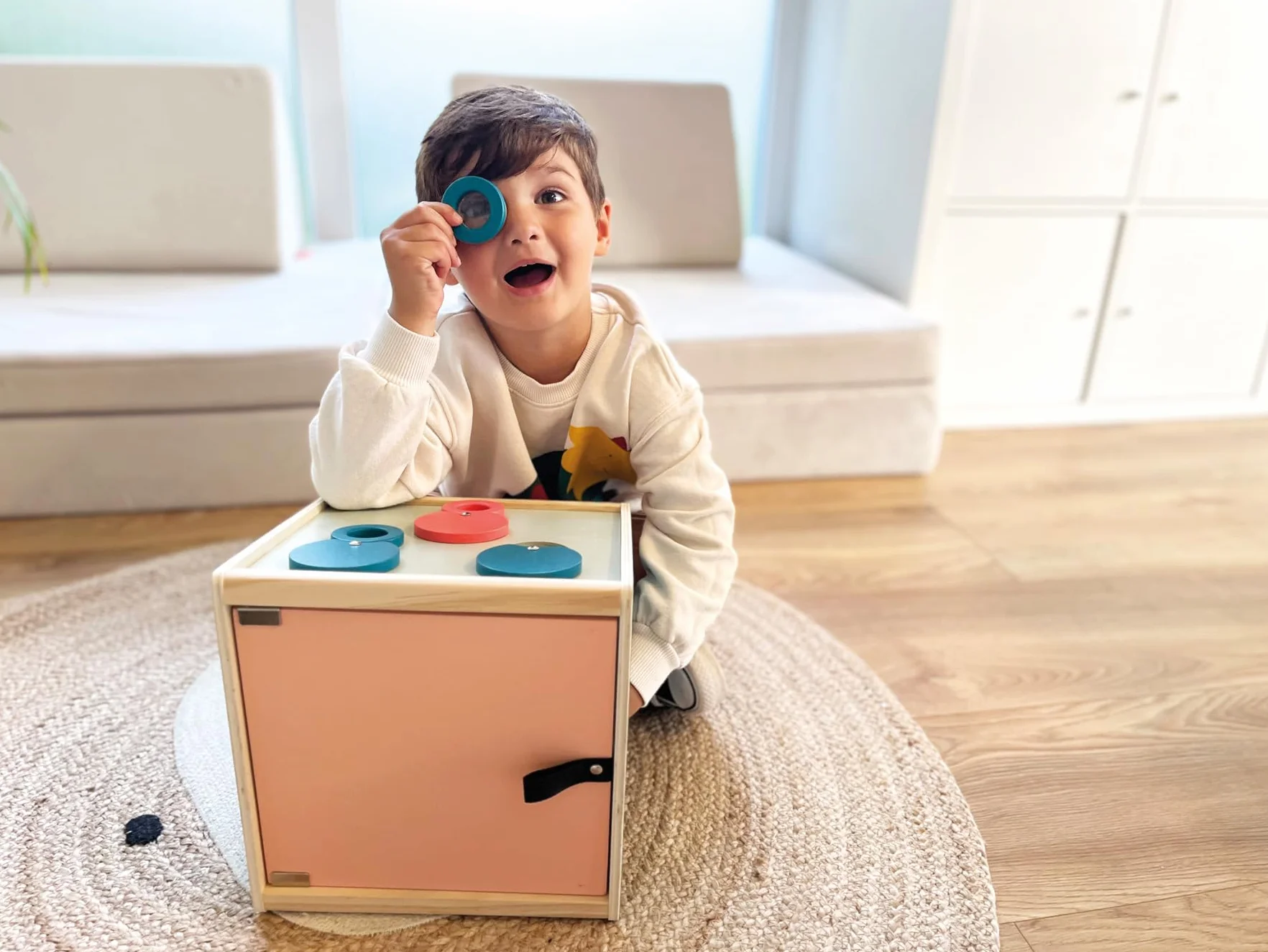 Boîte Tactile Sensory Small Foot Voir Écouter Sentir Toucher Bois 3 Ans