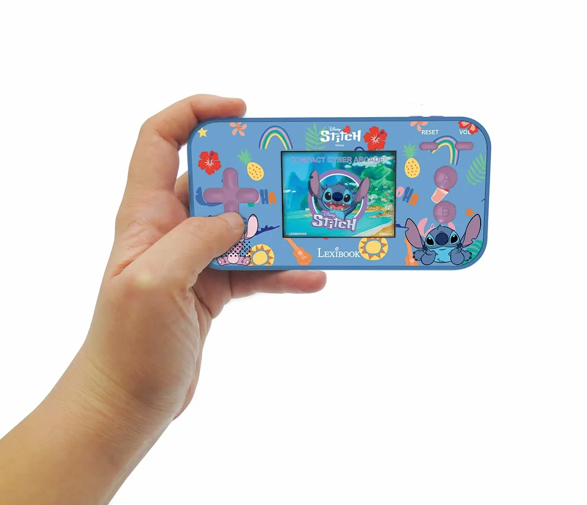 Lexibook Disney Stitch Console Portable Compact Cyber Arcade 150 Jeux Écran Couleur LCD Piles Bleu JL2367D