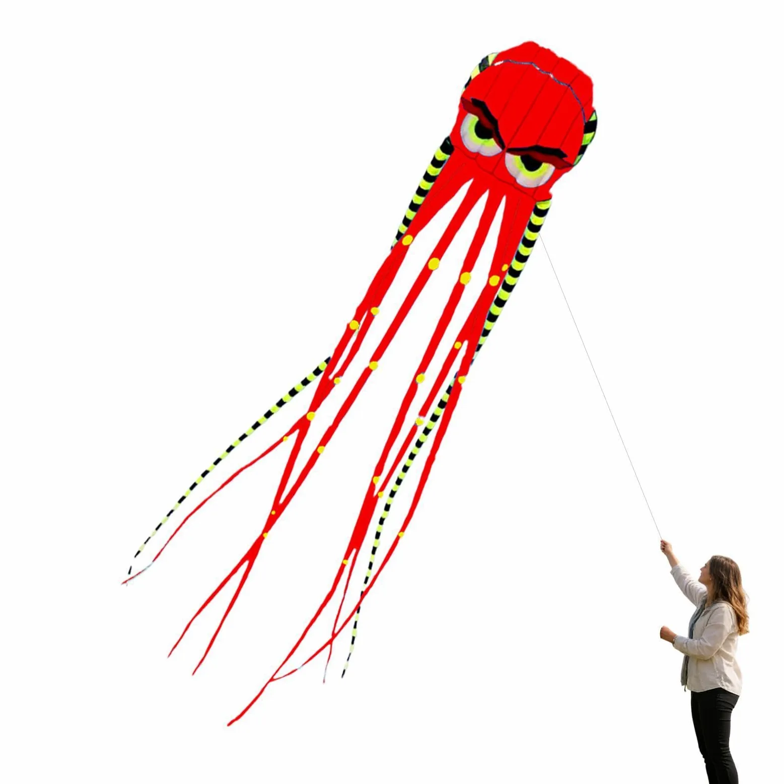 Cerf-volant pieuvre – Grand jouet d'extérieur de 7,9 m | Cerf-volant géant pieuvre de 7,9 m | Cerf-volant de plage pour adultes | Pour famille, vacances d'été, anniversaire, fête en plein air, jardin