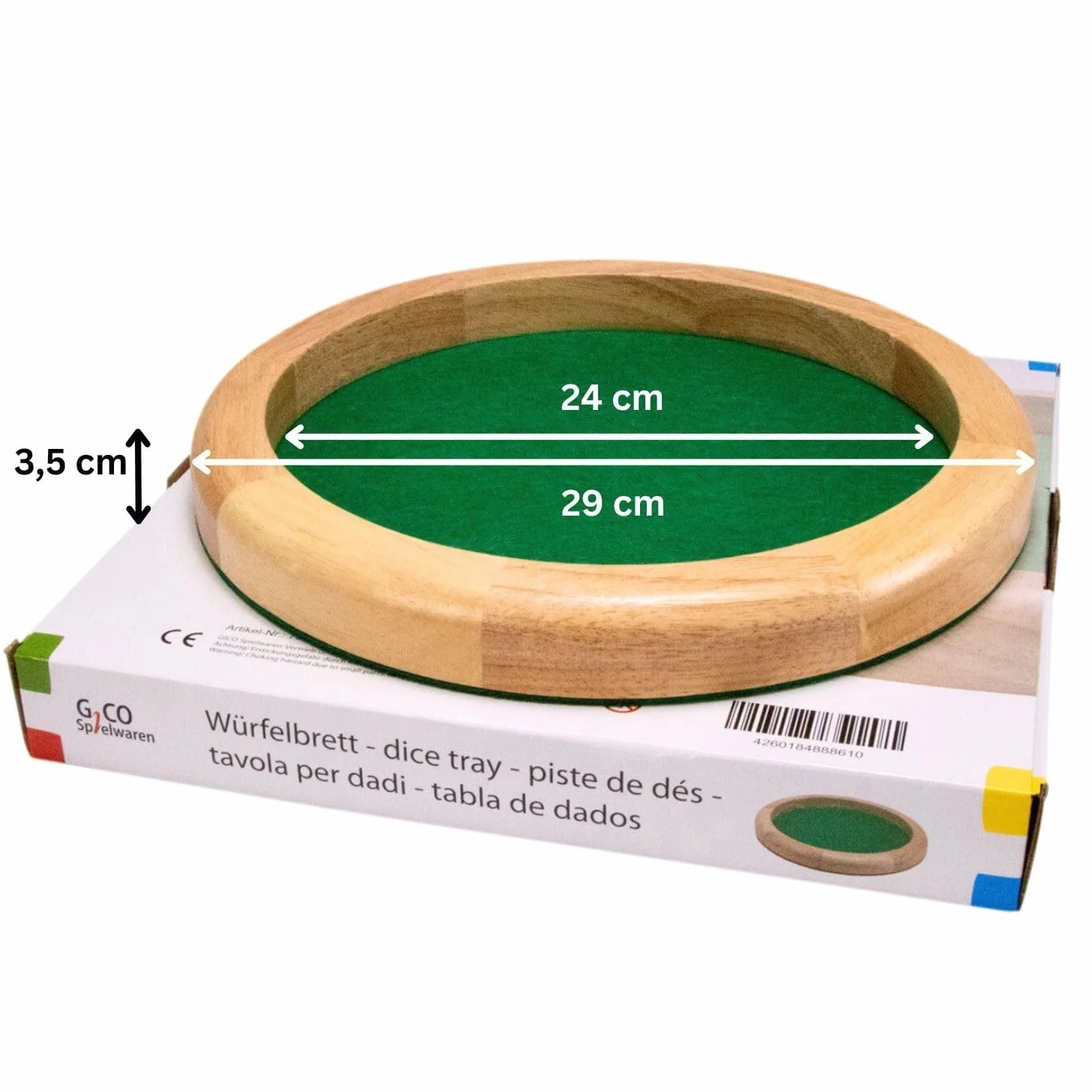 GICO Piste de Jeu de dés Planche à dés Ronde Bois 30 cm H 3,5 cm