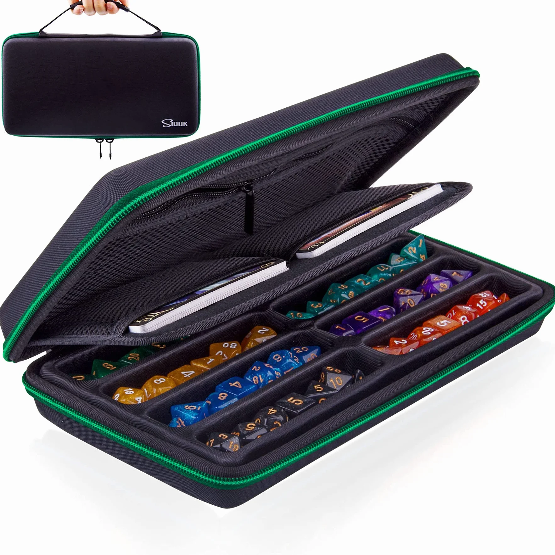 SIQUK Etui à Dés Boîte de Rangement pour Dés avec Poignée Plateau Amovible Contient 8 Jeux DND Donjons et Dragons