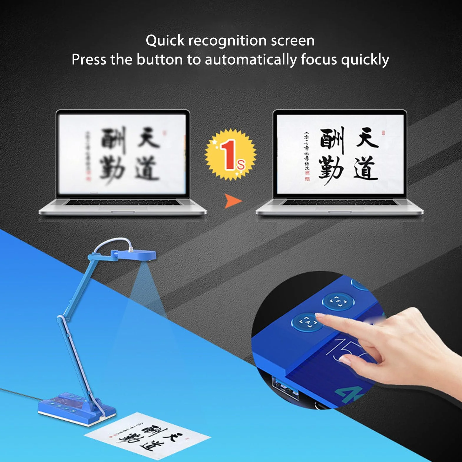 VBESTLIFE Caméra de Documents USB 15MP 4K avec Lumière LED, Pliable Autofocus HD, Zoom Numérique 4x