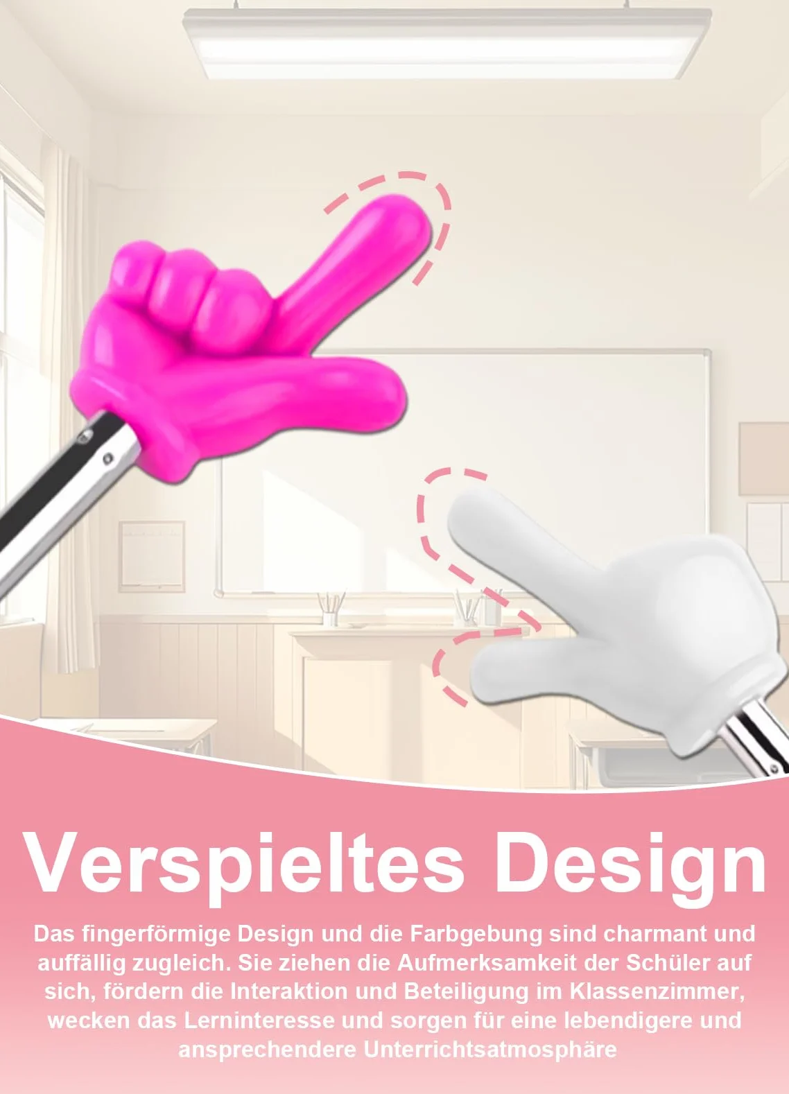 Pointeur télescopique 4 pièces, bâton pointeur pour doigt, besoins des enseignants, interaction en classe