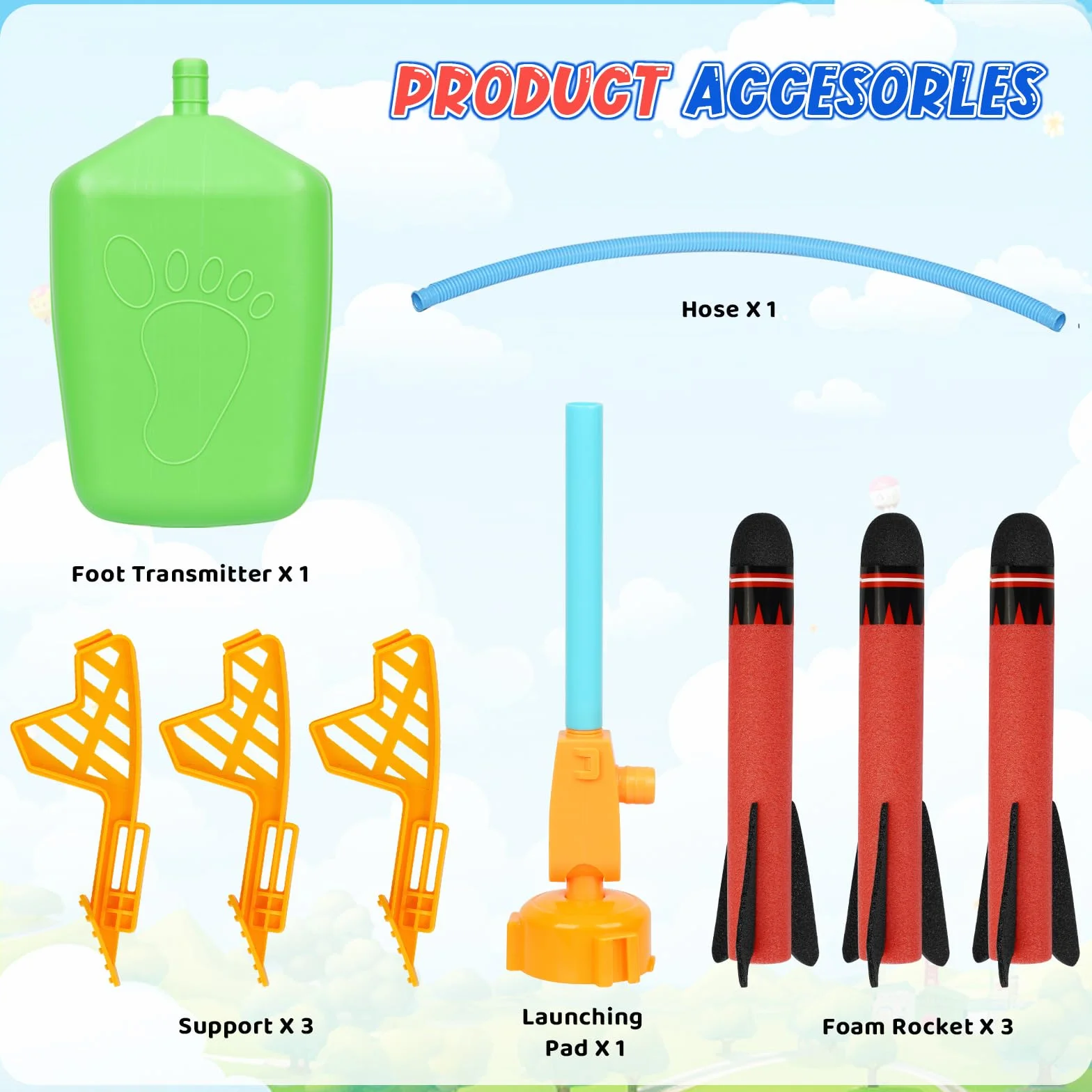 Lanceur de Fusée avec 3 Lance-Rocket en Mousse, Jouet Extérieur Enfant 4-12 Ans