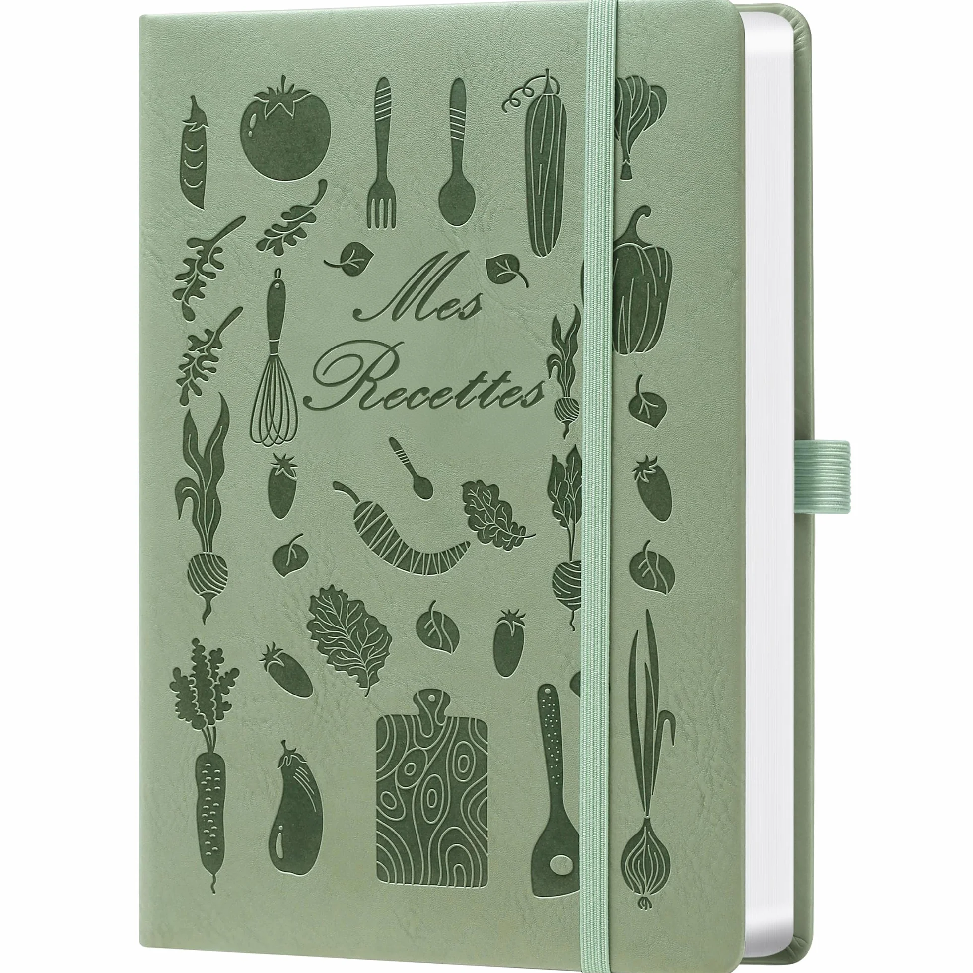 Carnet de Recettes à Remplir A5 – Livre de Recettes Vierge avec Index, Cahier de Cuisine Vert militaire