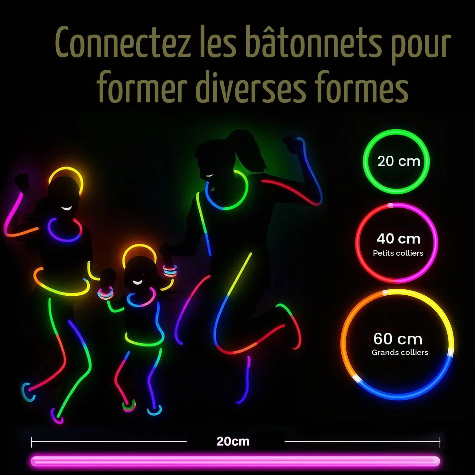 Bracelets Fluorescents Glow Sticks Party Favors 150PCS pour Enfants Adultes Halloween Decoration