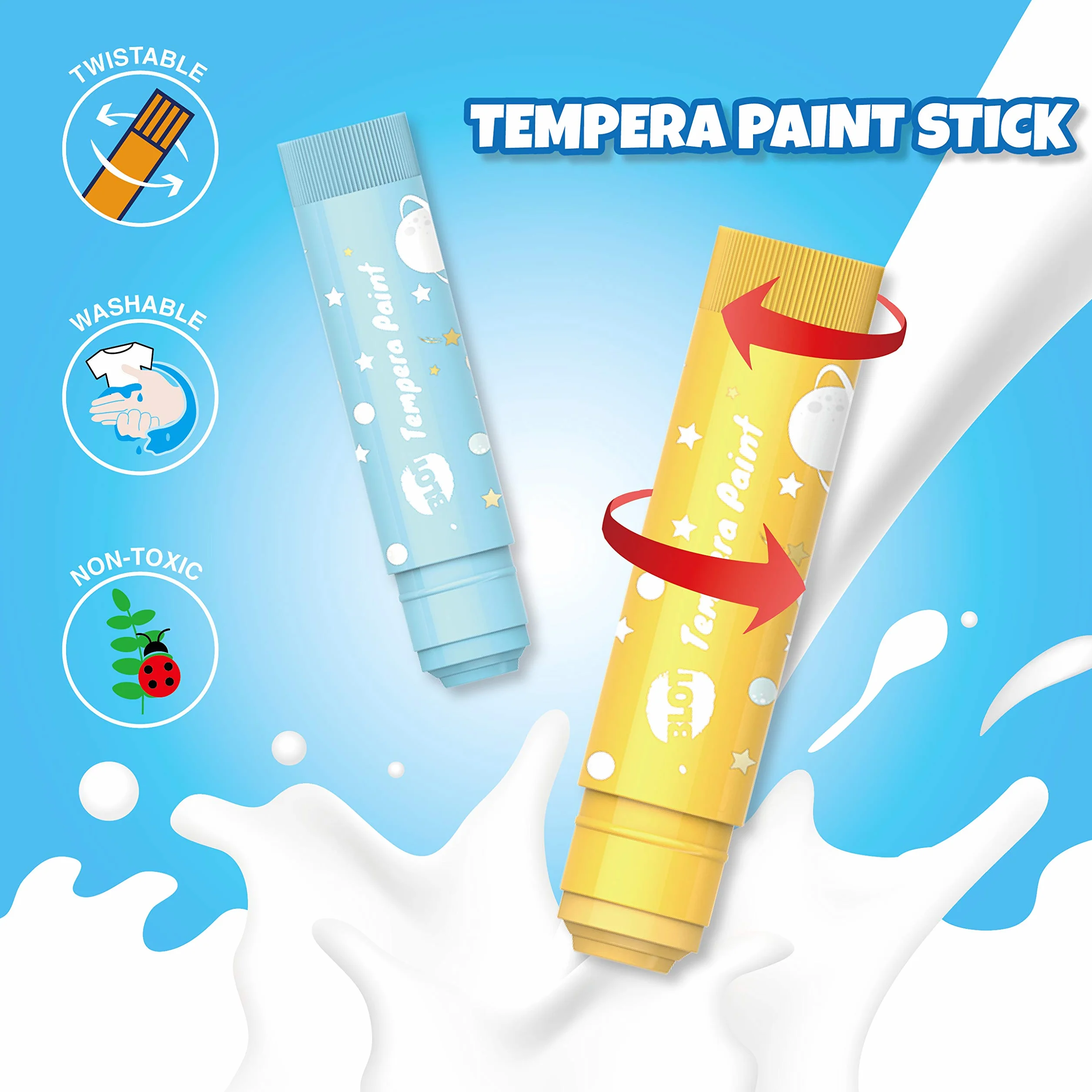 BLOT Gouache Solide en Stick 24 Couleurs Kids Art Kit Peinture Papier Verre Carton