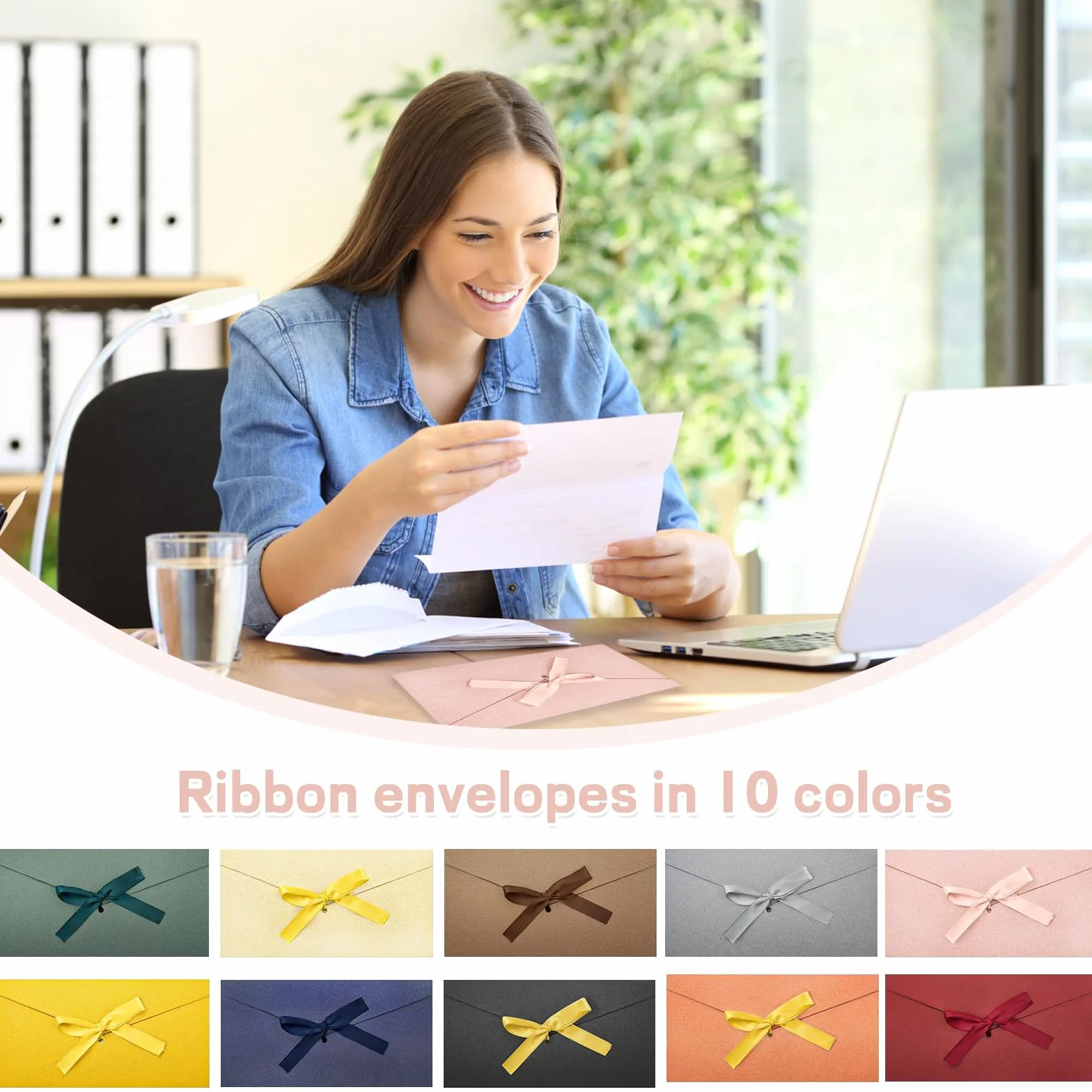 SUPGOD 10 Pcs Enveloppes Rétro Colorées en Papier Kraft avec Ruban pour Cadeau Noel