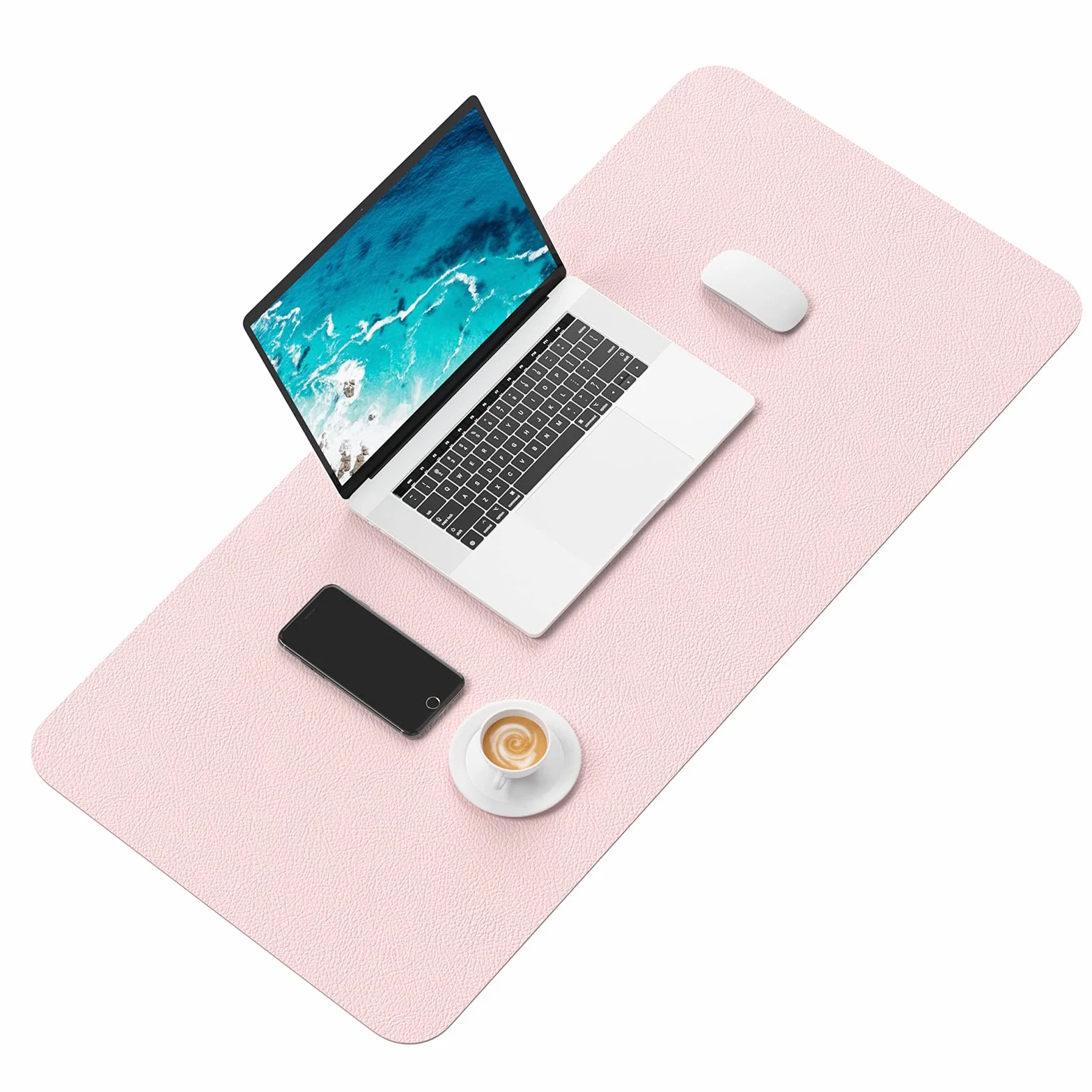 Sous-main en cuir PU 76,2 x 35,6 cm - Tapis de souris extra large imperméable - Antidérapant - Rose