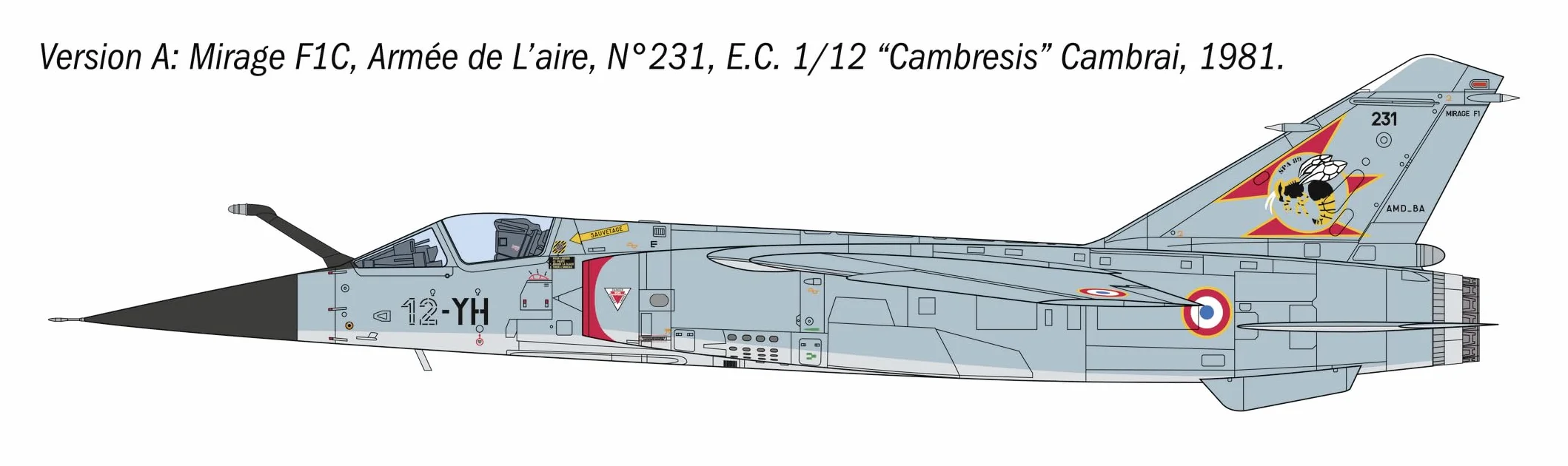 Italeri 2839 1:48 Mirage F.1 Kit de Construction en Plastique Gris