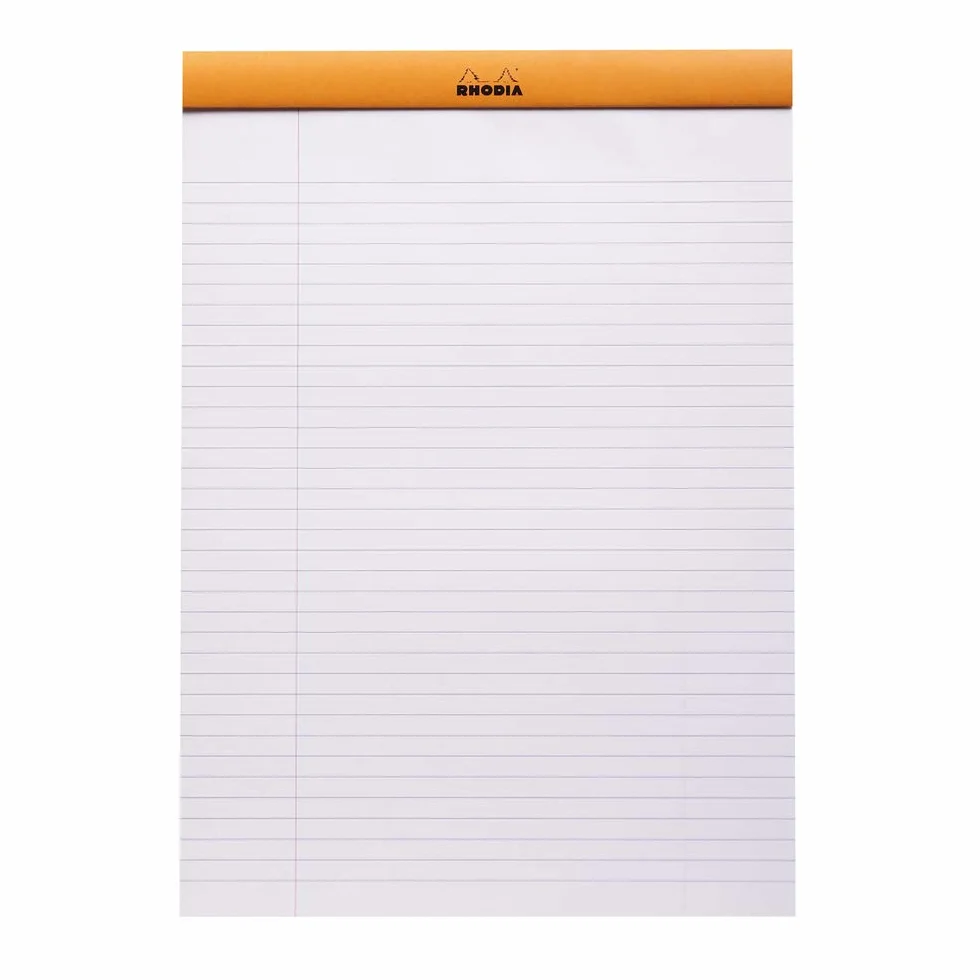 Rhodia Bloc-Notes Agrafé N°18 Orange A4 21 x 29,7 cm Ligné 80 Feuillets Papier Clairefontaine 80 g/m²