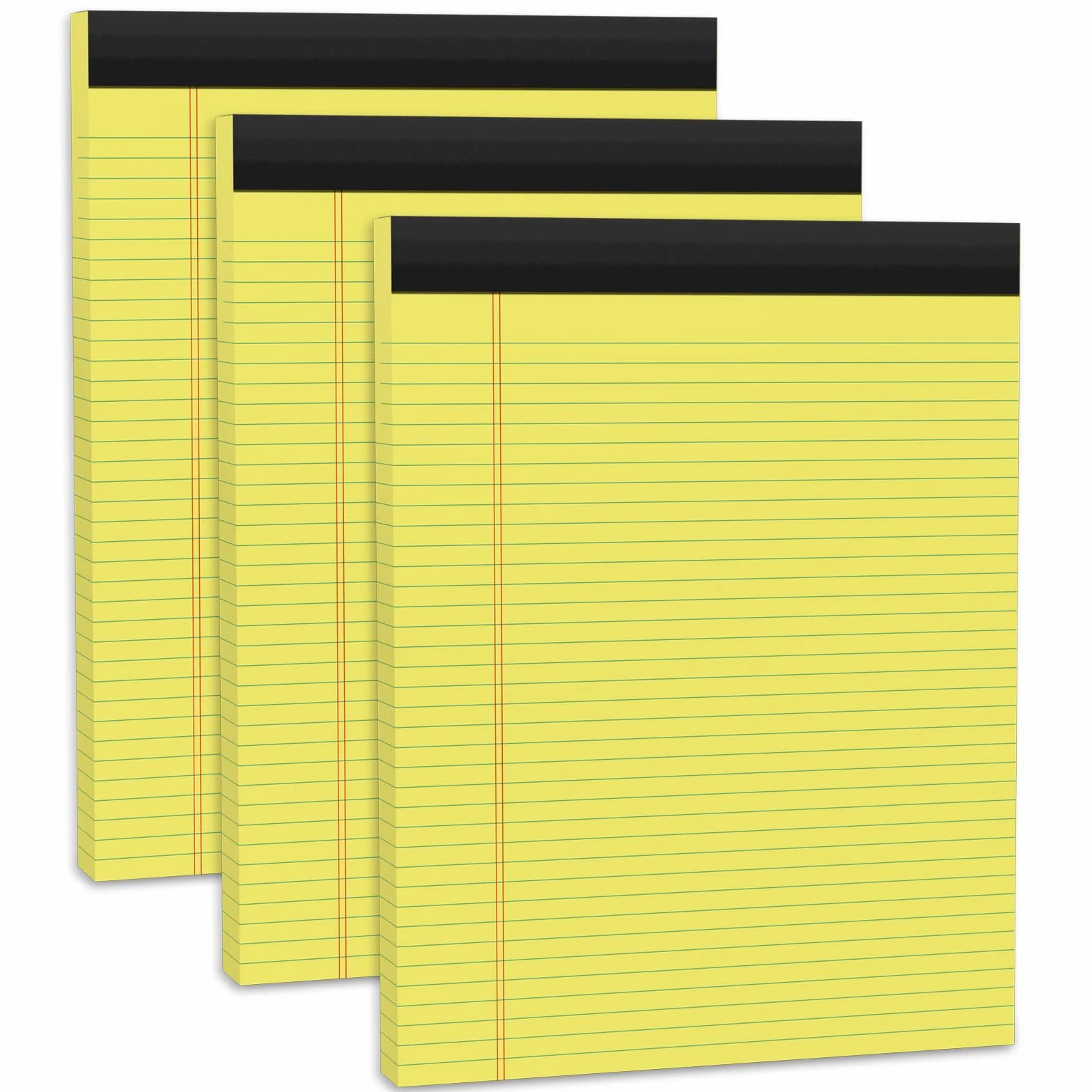 Lot de 3 blocs-notes A4 - Papier jaune ligné - 30 feuilles par bloc