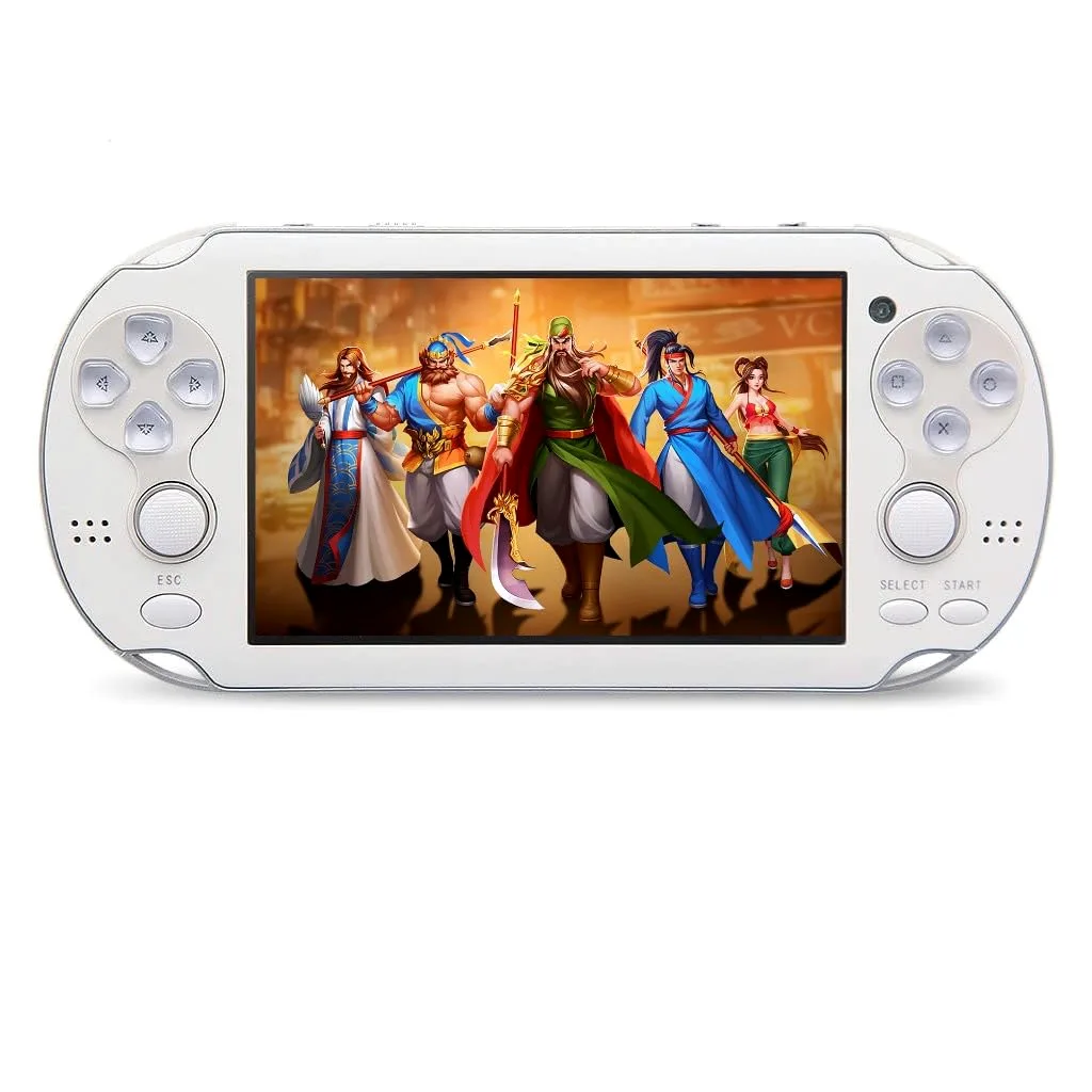 CZT Console de jeu portable double joystick de 10,9 cm 8 Go intégrée pour 2000 jeux vidéo compatible Arcade/CPS/FC/SFC/GB/GBC/GBC/GBC/GBA/SMC/SMD/SEGA Games MP4 Player (blanc)
