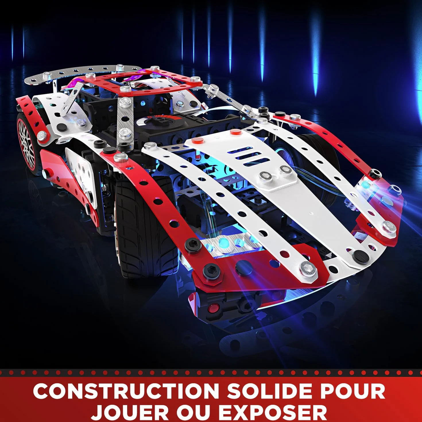 Bandai Meccano Supercar 25 en 1 Coffret de Construction 347 pièces Moteur 6V LED