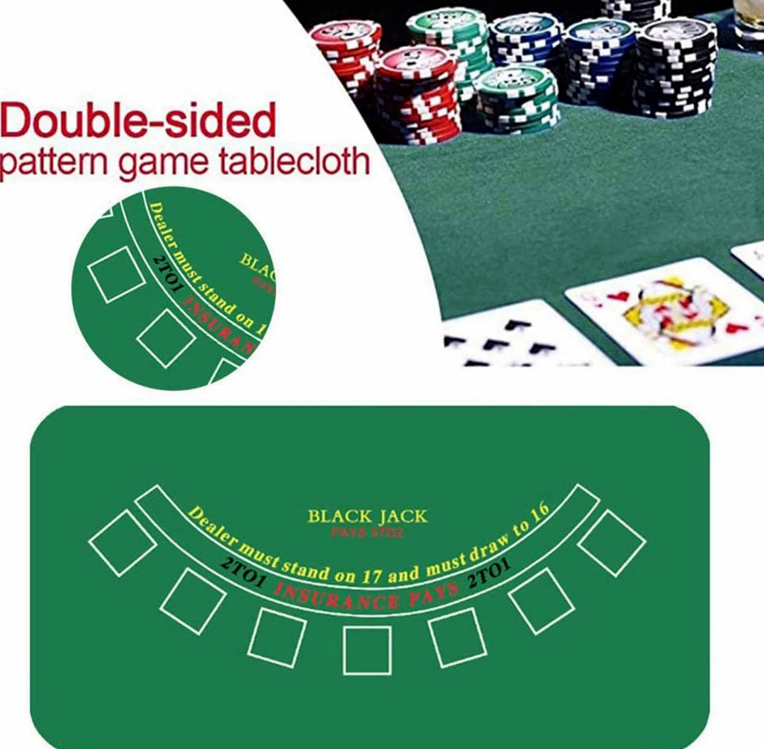 Tapis de Jeu, for Texas Holdem Poker et Blackjack – Tapis de qualité Professionnelle(70 * 35in)