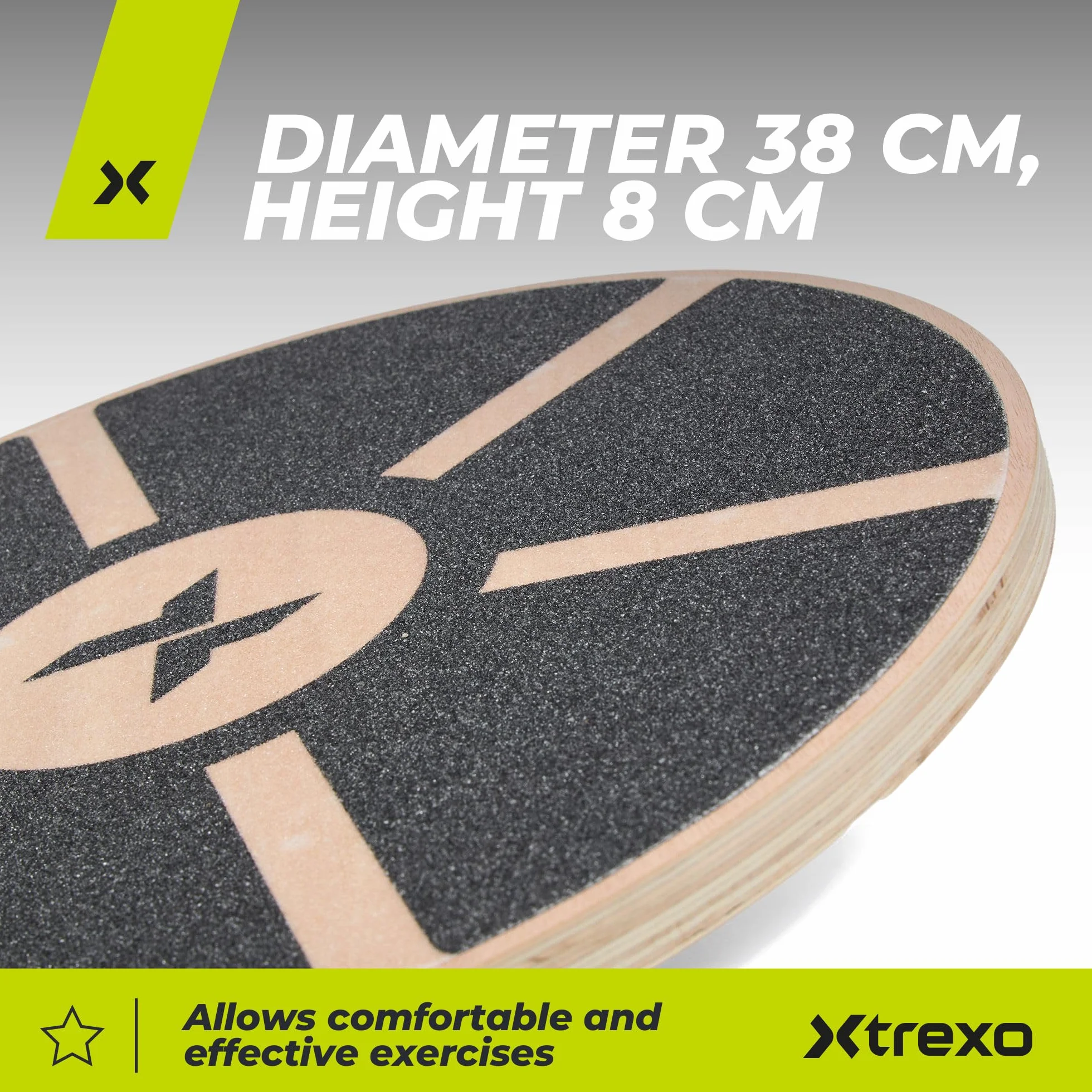 TREXO Planche d'équilibre noire marron 8 cm haut 38 cm diamètre 120 kg antidérapante bois ABS