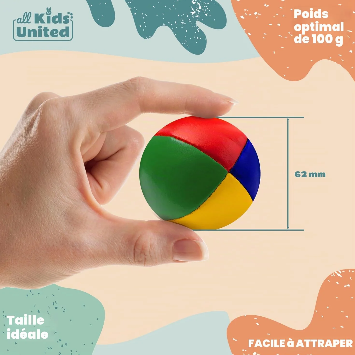 Set de 5 balles de jonglage professionnelles en sac jute pour débutants et avancés