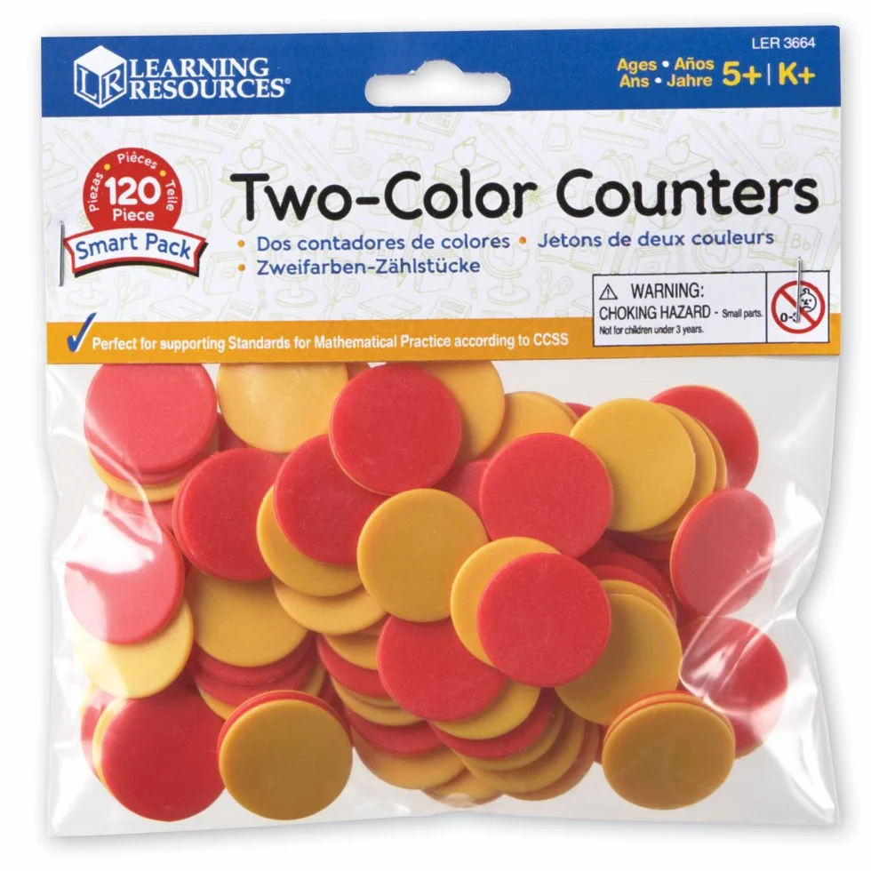 Learning Resources Lot de 100 Jetons Colorés 25 mm Plastique Durable pour Jeux de Société Montessori Maths