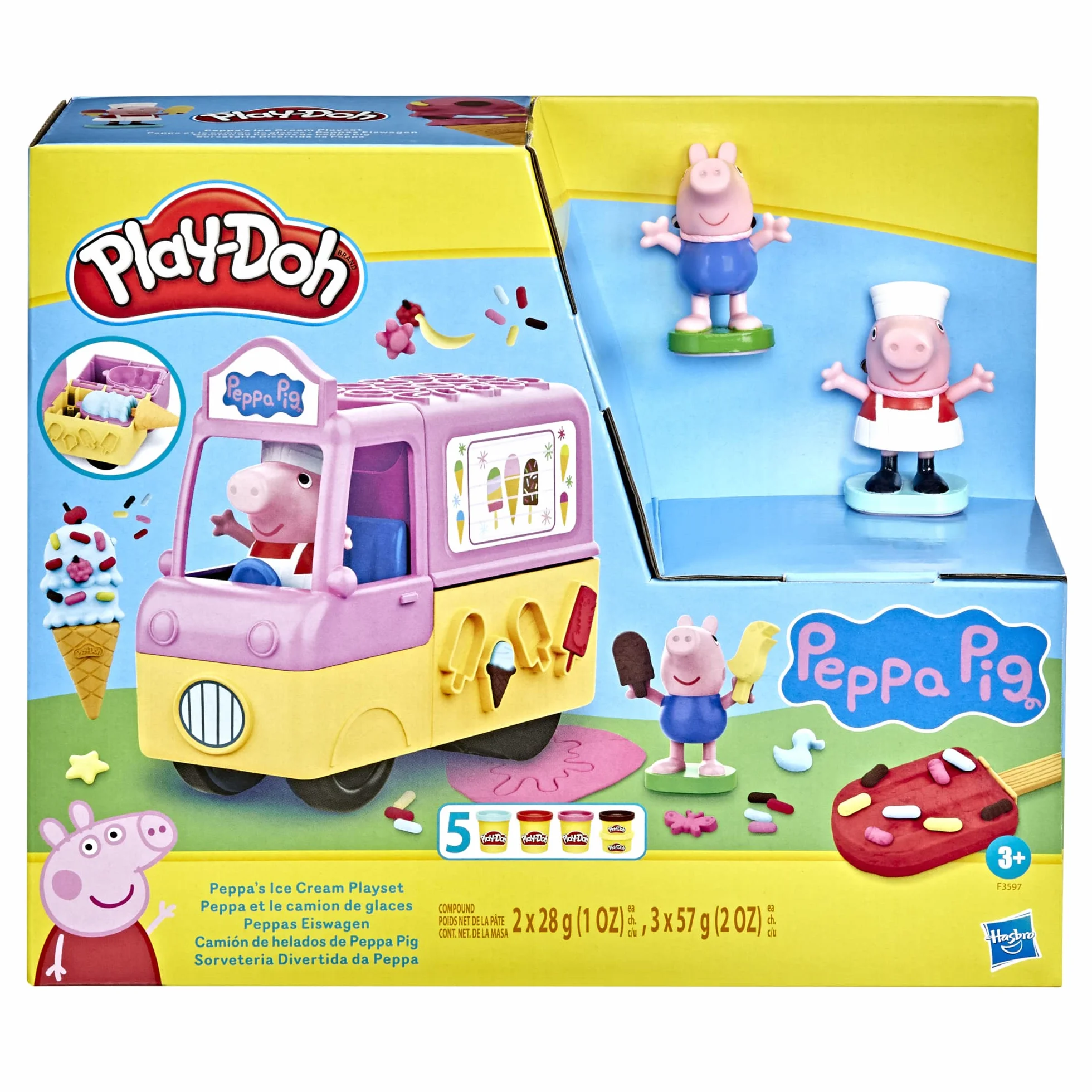Play-Doh Peppa Pig Le Camion de Glaces Figurines Pâte à Modeler 5 Pots Jouet Créatif 3 Ans