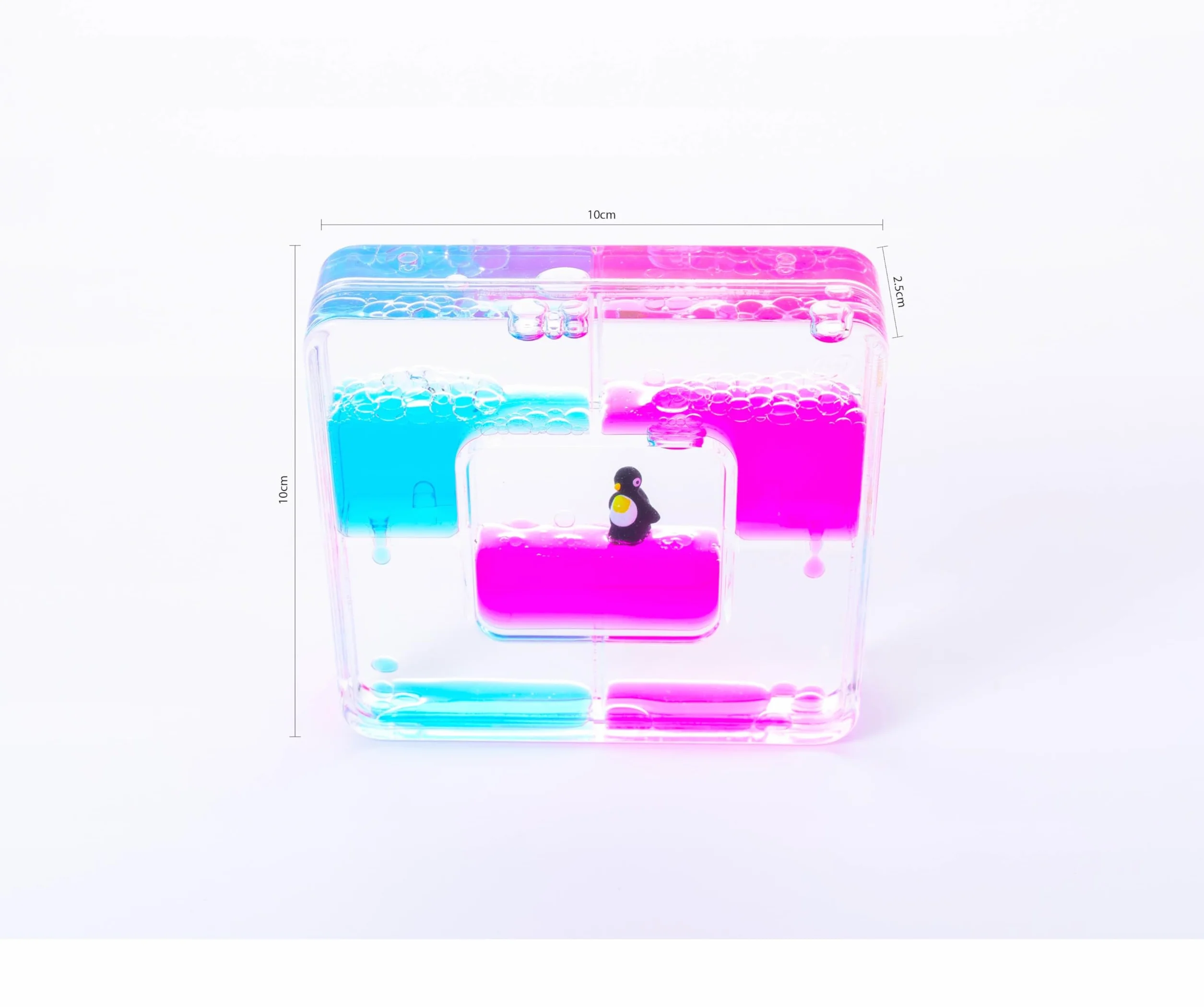 Liquid Sensory Square Penguin Timer pour Autisme, Besoins sensoriels, TDAH, Réduction Stress Anxiété