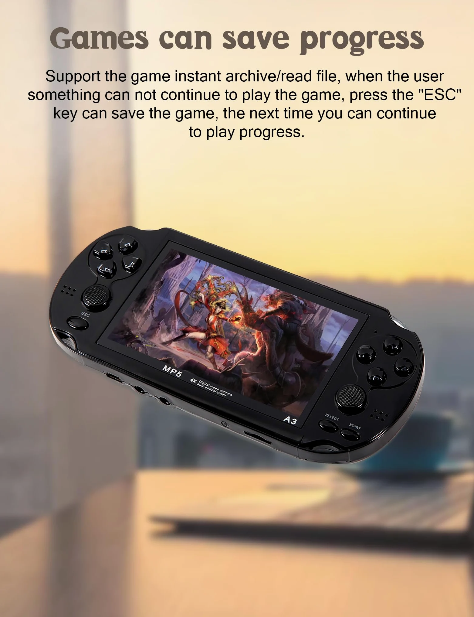 CZT Console de Jeux vidéo 4,3 Po 8 Go intégrée à 2300 Jeux gratuits pour Plusieurs simulateurs Console de Jeu Portable Vidéo/Musique Ebook Sortie TV Le Jeu Peut être archivé Cadeaux de Noël(Noir)
