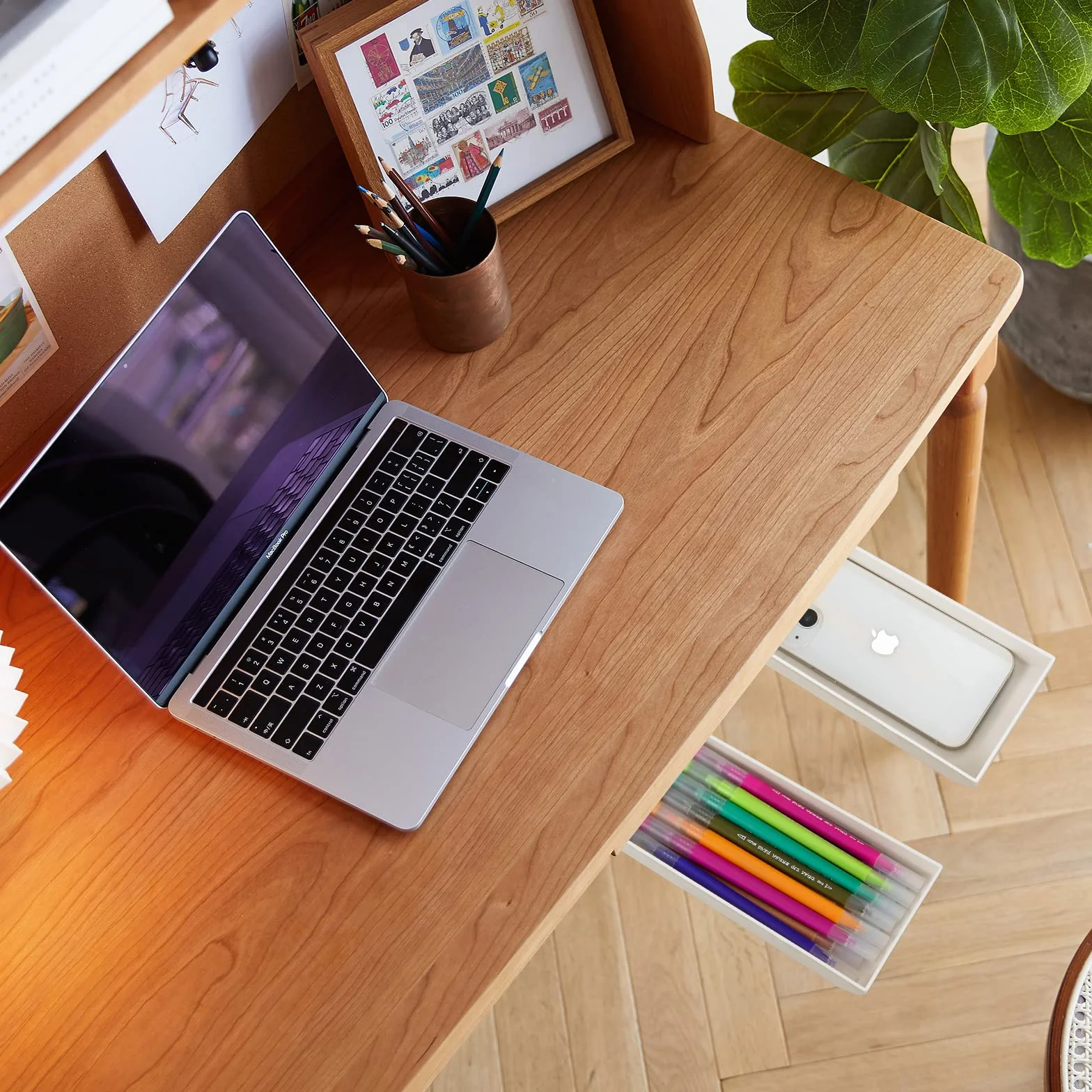 Sous le Tiroir de Bureau Auto-adhésif Organisateur de Rangement Invisible 2x