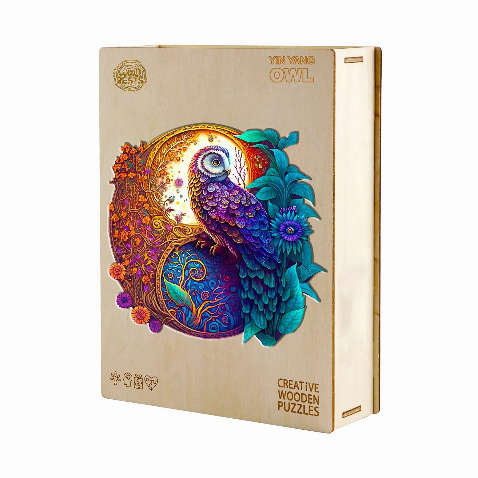 Puzzle Bois Adulte, Puzzle en Bois Animaux, Chouette Yin et Yang Puzzles en Bois Animal Unique pour Adulte, Wooden Puzzles 700pcs-XL-20 * 20in