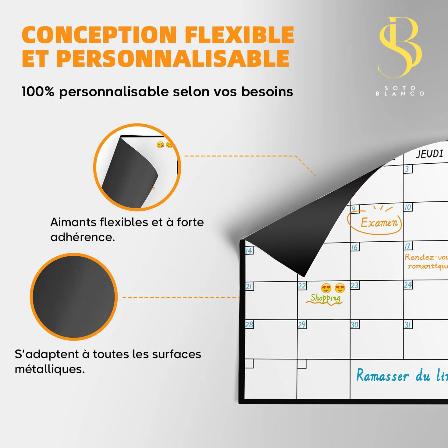 Calendrier Magnétique Mensuel A4 + Tableau Hebdomadaire A4 + Marqueurs Premium + Stickers | Planning Frigo Familial
